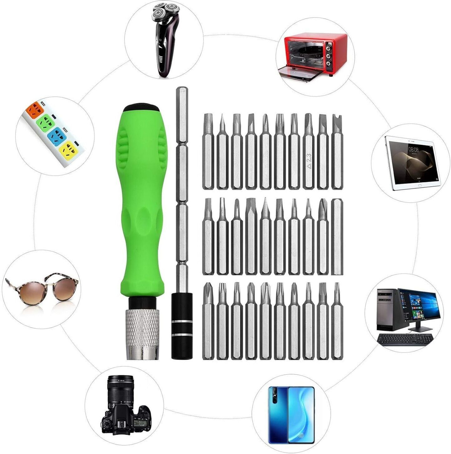 Image of Zokio 32-in-1 Multipurpose Mini Screwdriver Set with Case Magnetic Repair Tool Kit Precision Screwdriver Set
