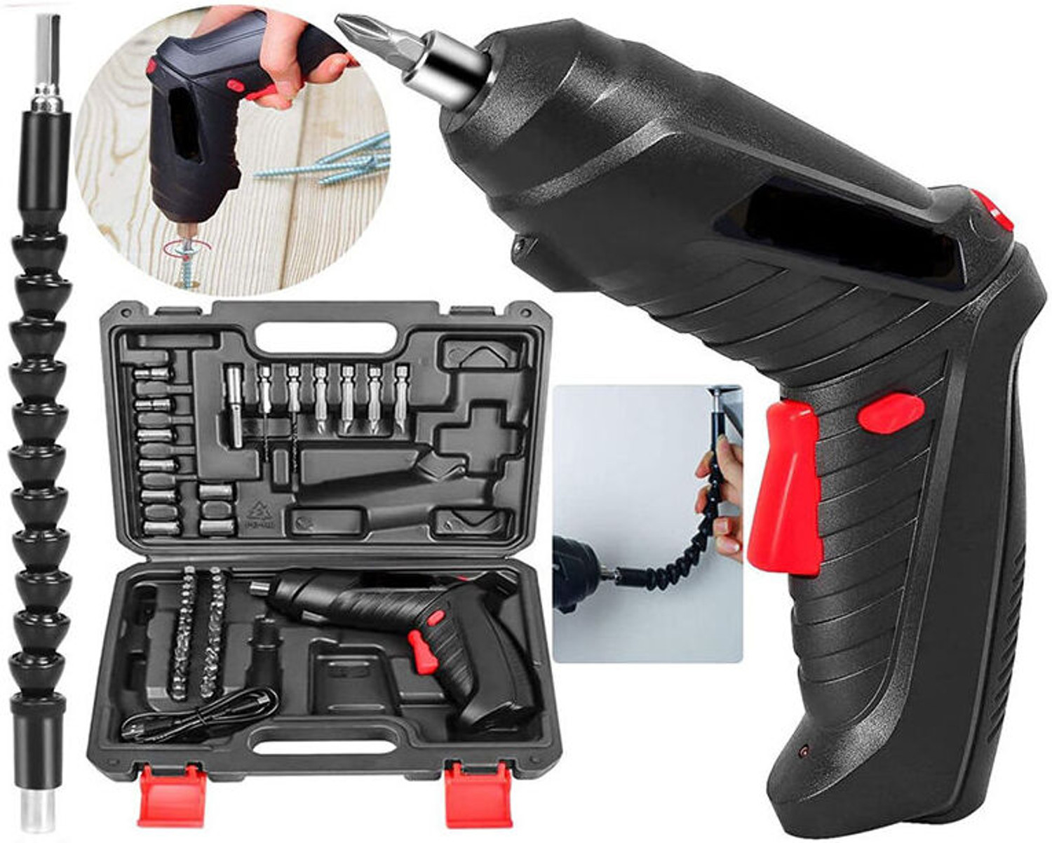 Image of IMMUTABLE 46-in-1 Wireless Electric Screwdriver Drill Kit FC37 Combination Screwdriver Set