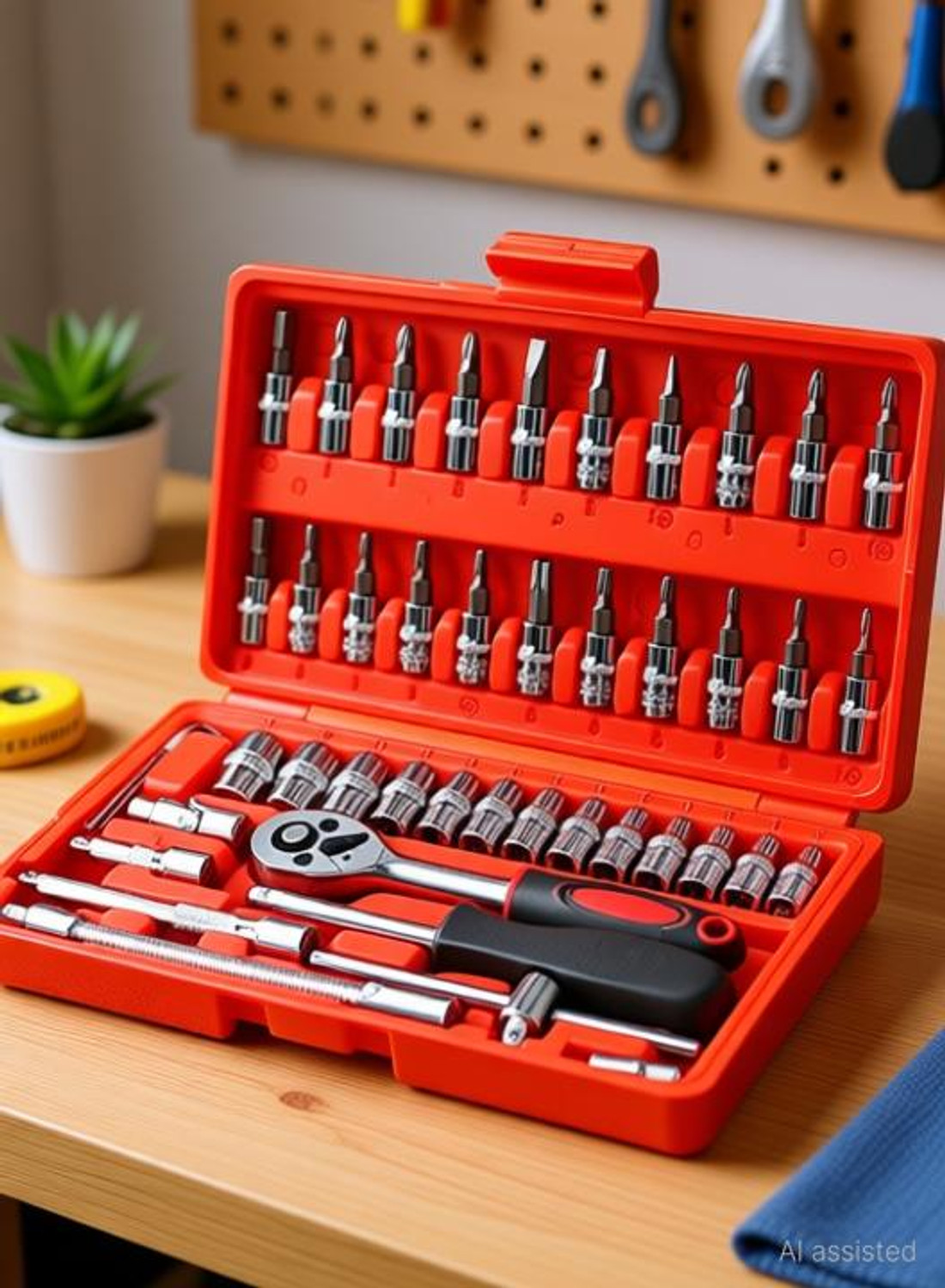 Image of nnbb Multi Purpose Tool Case Hand Tool Kit (46 Tools) Ratchet Screwdriver Set (Pack of 1)
