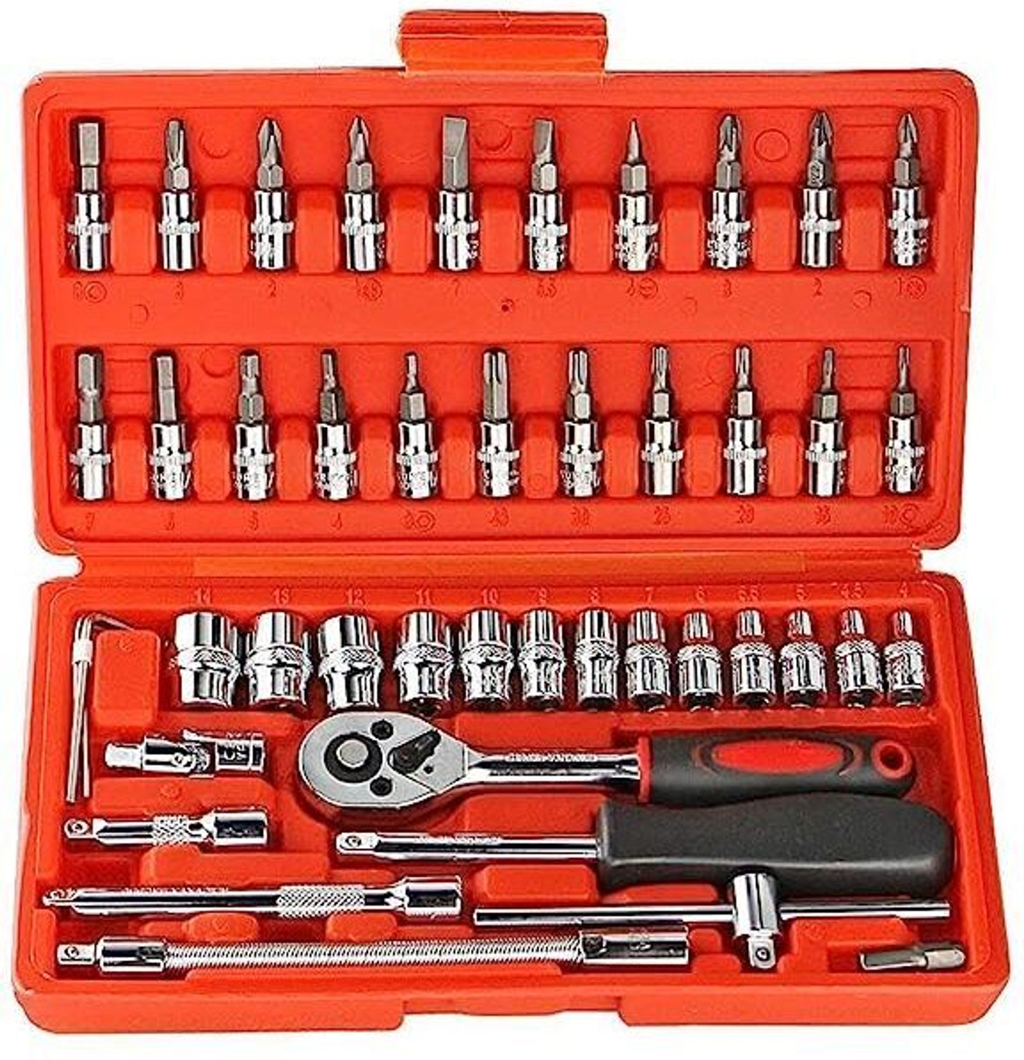 Image of nnbb Multi Purpose Tool Case Hand Tool Kit (46 Tools) Ratchet Screwdriver Set (Pack of 1)