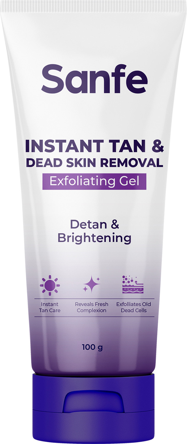 Image of Sanfe Instant Tan & Dead Skin Removal Gel 100gm | Gentle De Tan & Exfoliating Gel Scrub