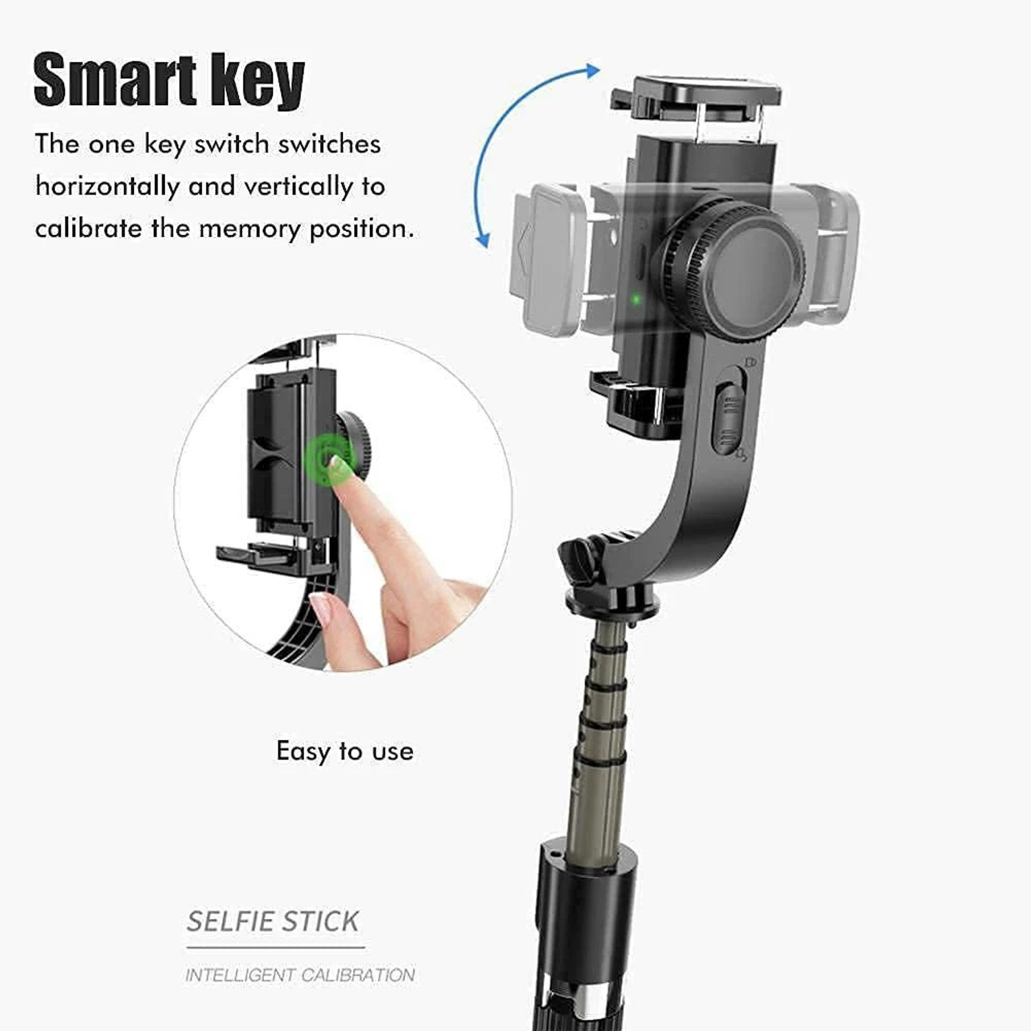 Image of amblic Q08 Gimbal Stabilizer Selfie Stick with Tripod, 360 Degree Automatic Rotation 2 Axis Gimbal for Camera, Mobile