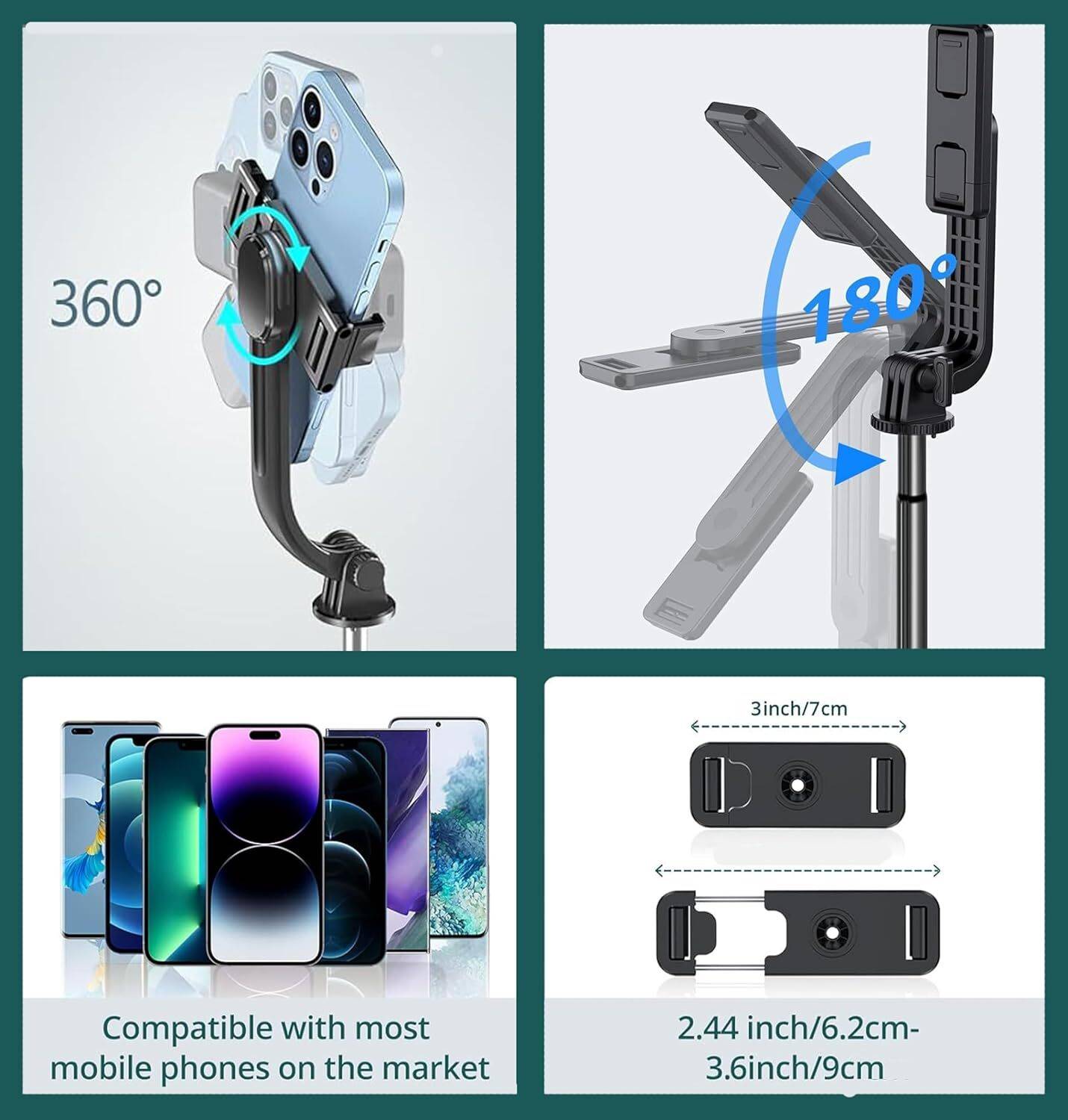 Hold 170cm Selfie Stick with Bluetooth Remote - Image 5