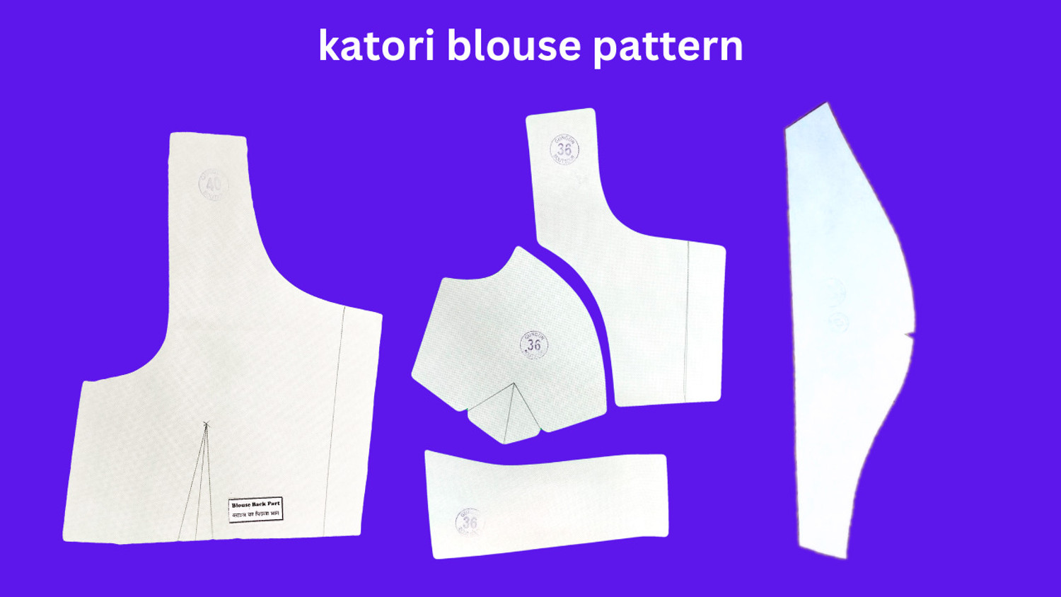 Image of Gungun Boutique 2 Count Katori Blouse + 4 Tucks Blouse Paper Cutting Pattern Combo Set | Size 28 To 42 Cross Stitch Matte Cloth