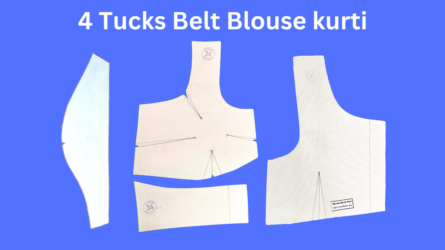 Image of Gungun Boutique 2 Count Katori Blouse + 4 Tucks Blouse Paper Cutting Pattern Combo Set | Size 28 To 42 Cross Stitch Matte Cloth