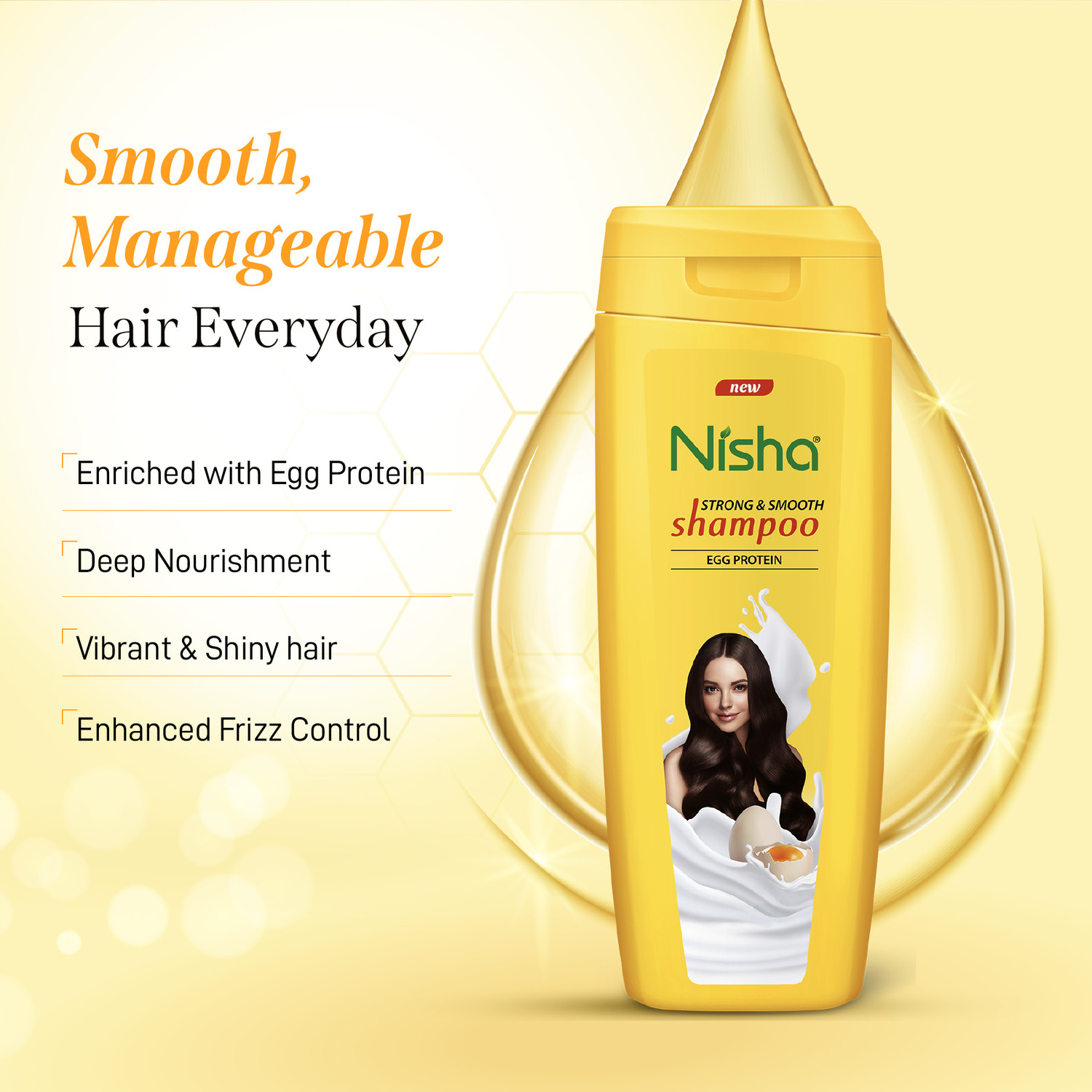 Image of Nisha Healthy Shiny Egg Protein Shampoo For Women & Men Smooth Silky Dry Hair