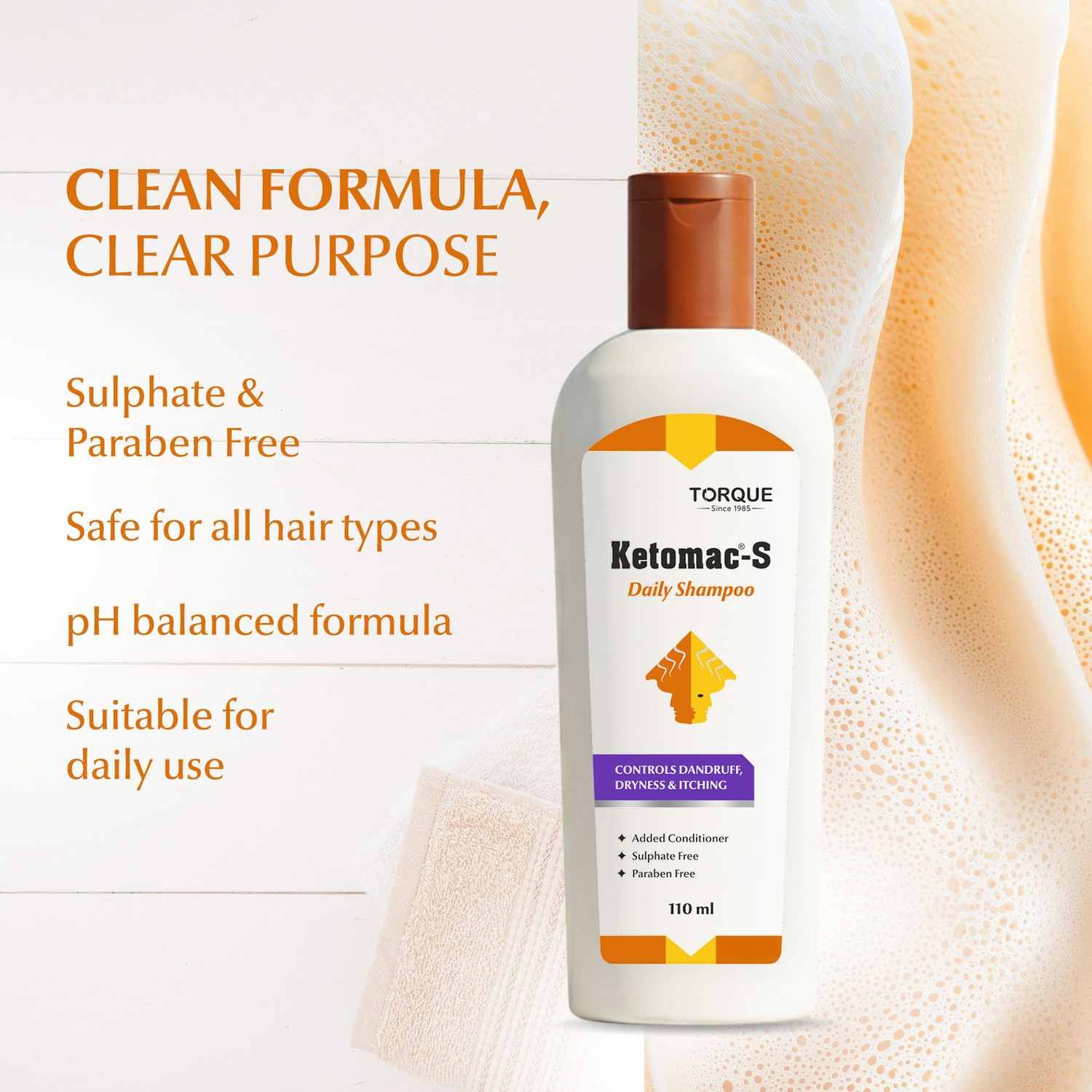 Image of Ketomac S Anti-Dandruff Shampoo-Sulphate & Paraben Free, Selenium Sulfide, Flake Control