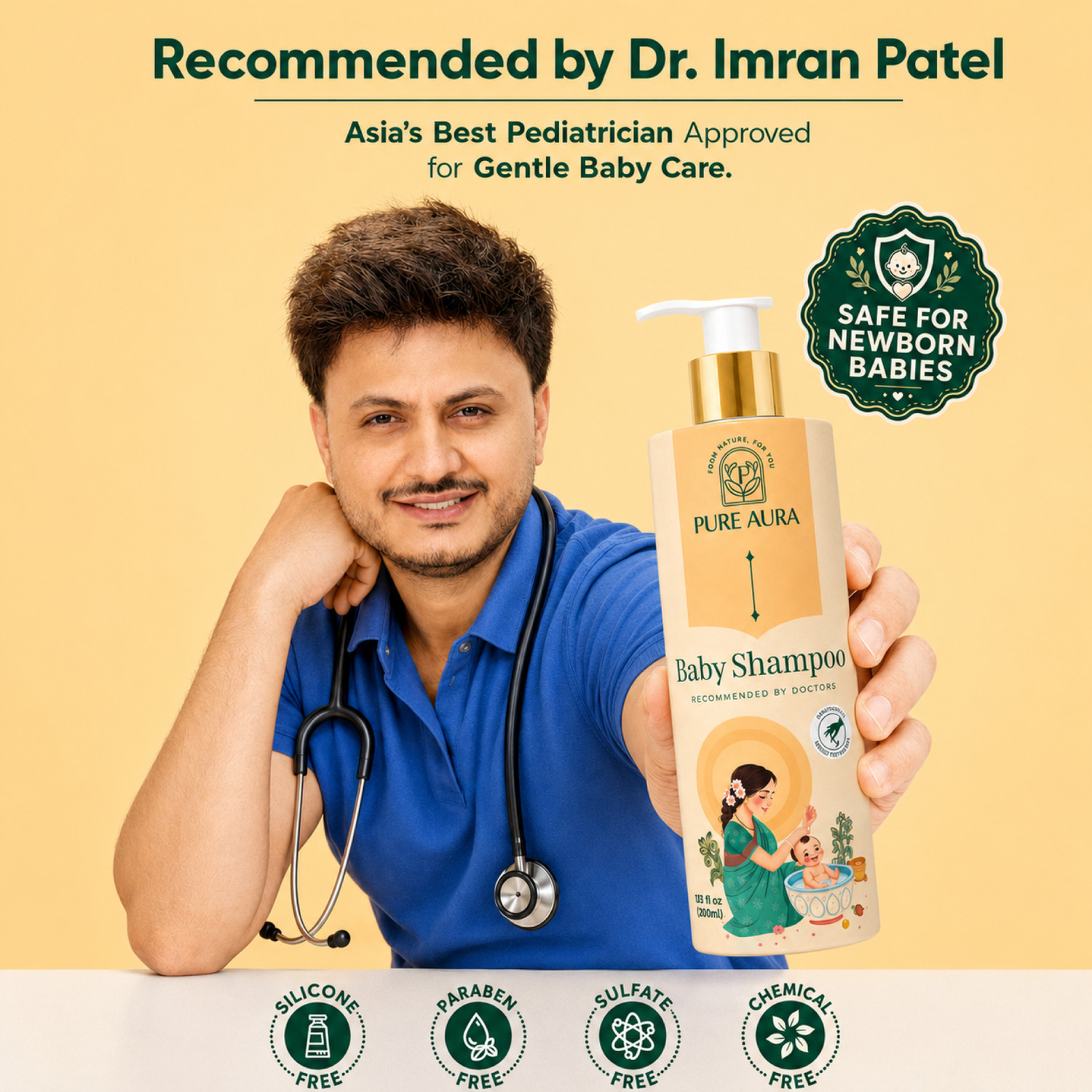Image of Pure Aura Baby Shampoo | Chemical-Free | Gentle & Nourishing for Babys Hair