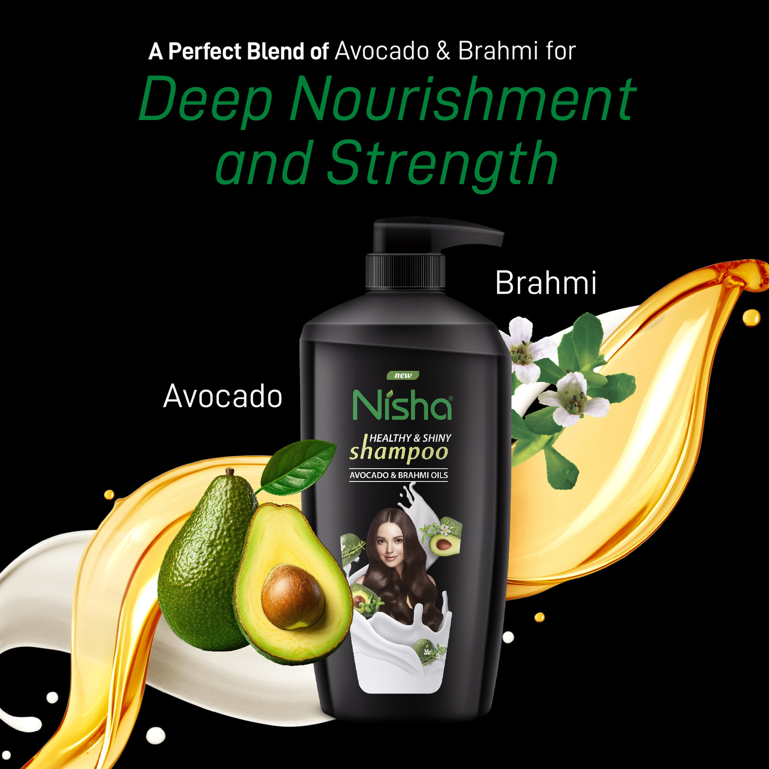 Image of Nisha Healthy & Shiny Strong Beautiful Hair Shampoo, 650 ML Black
