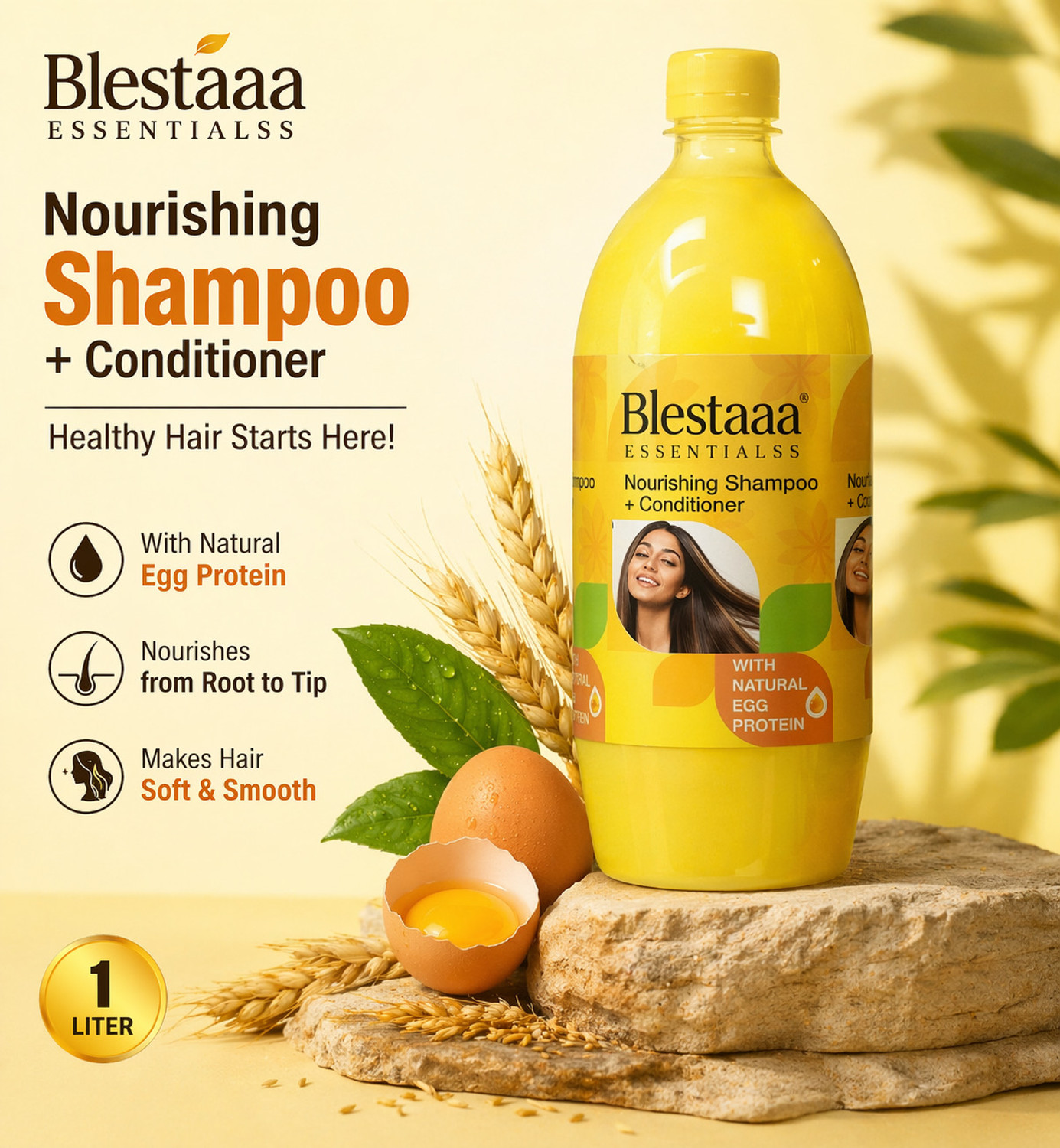 Image of blestaaa essentialss Egg Protein Solutions Hair Fall Prevent Shampoo, With Egg White Protein