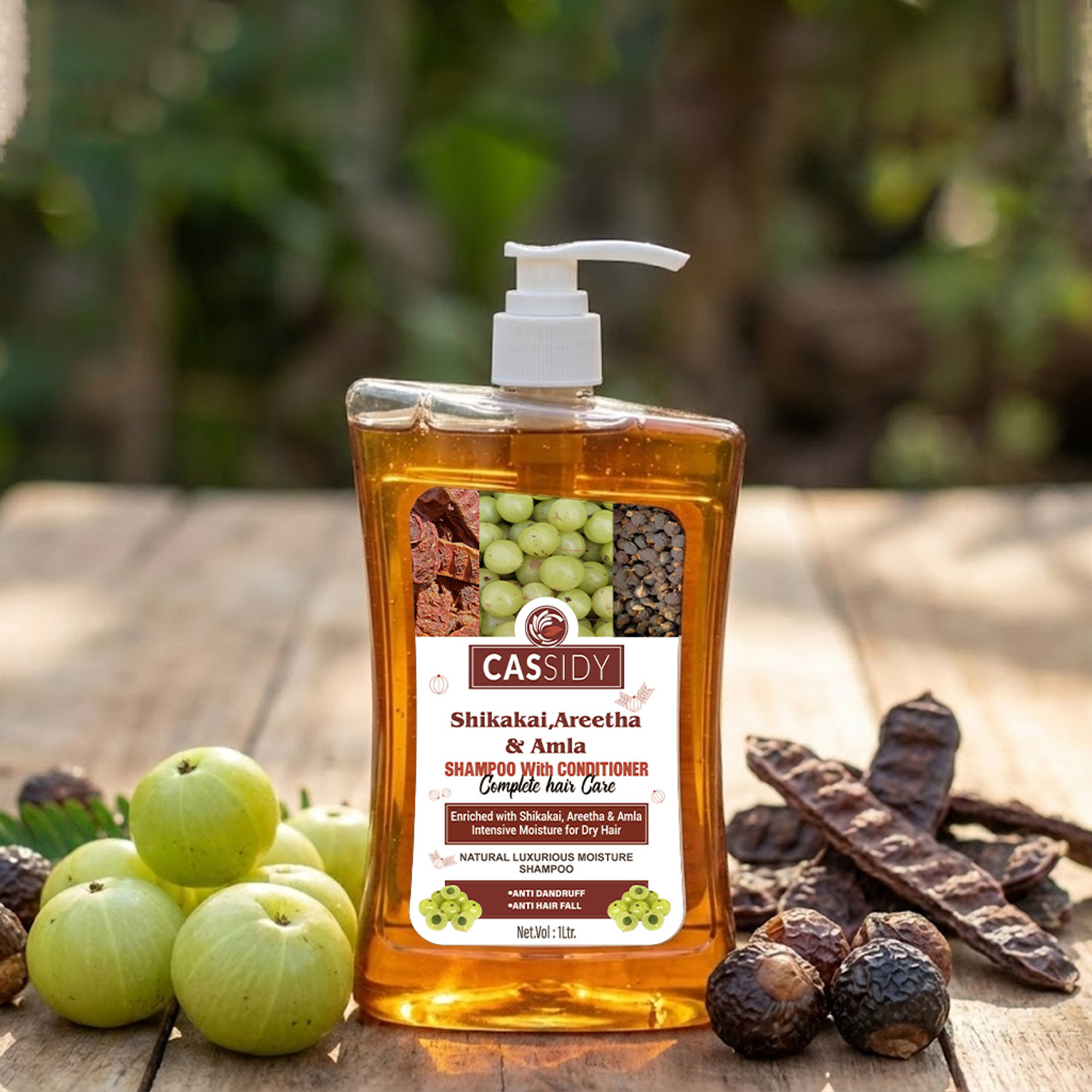 Image of CASSIDY Shikakai Areetha & Amla Shampoo With Conditioner For Complete Hair Care