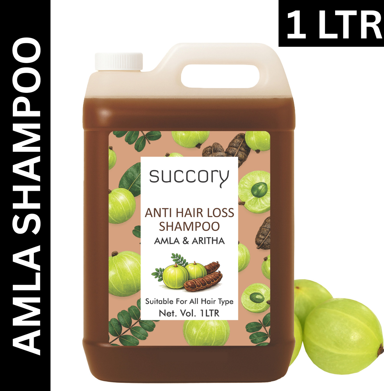 Succory Amla Shikakai Anti Hair Loss Shampoo for Hair Strength, Scalp Care Natural Shine (1 L)