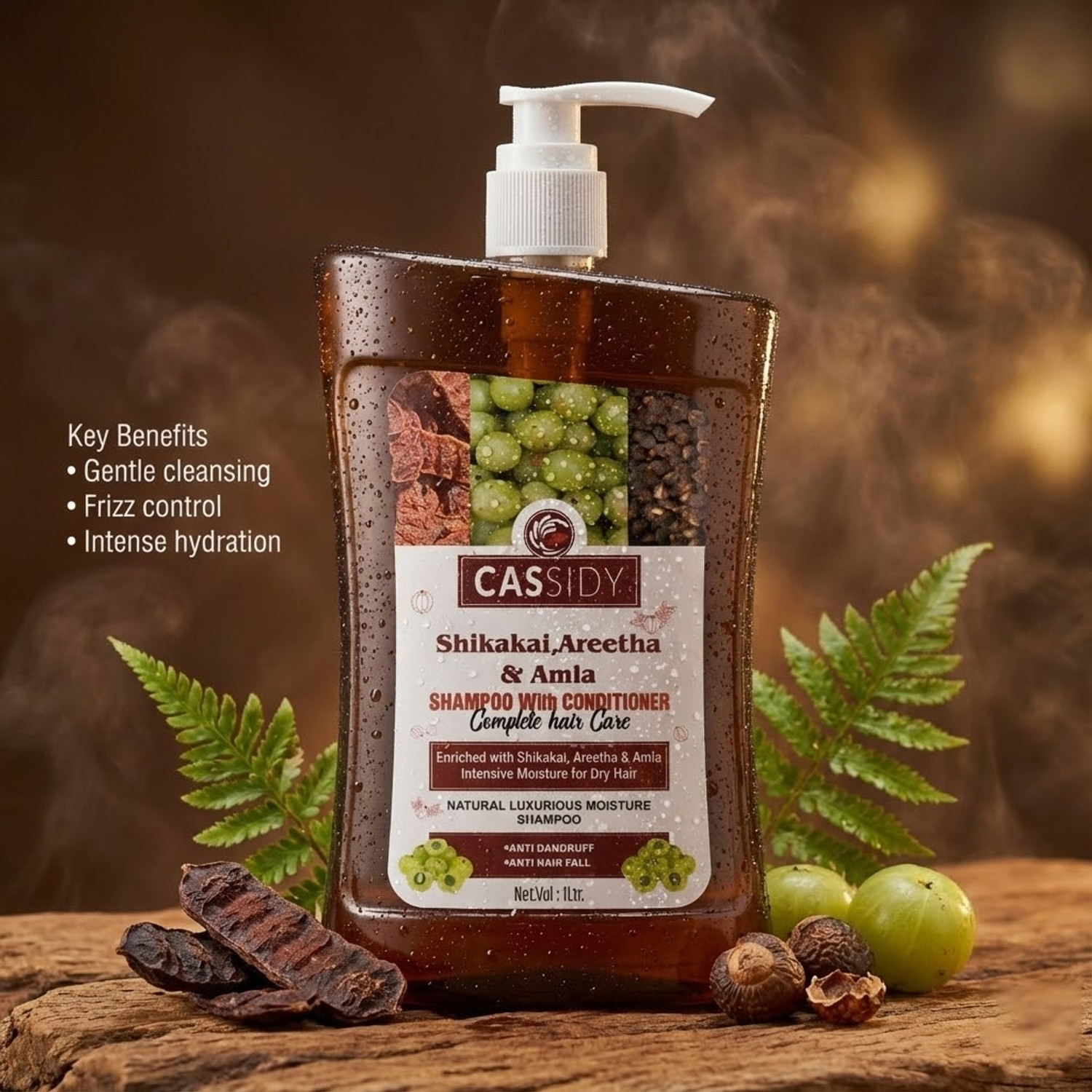 Image of CASSIDY Shikakai Areetha & Amla Shampoo With Conditioner For Complete Hair Care