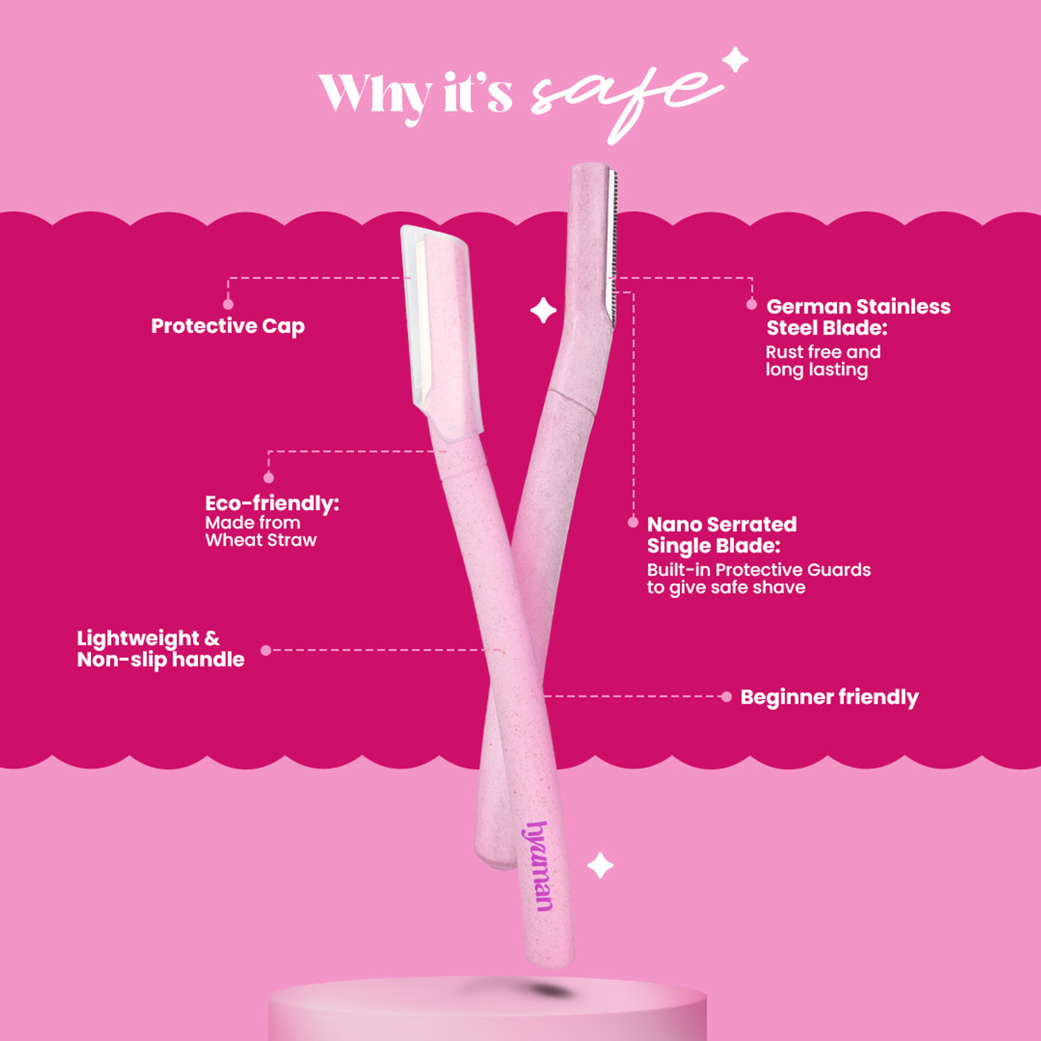 Image of Hyuman Face Razor Glide & Glow for Facial Hair, Reusable, Eyebrows,Upper Lip,Chin, Women