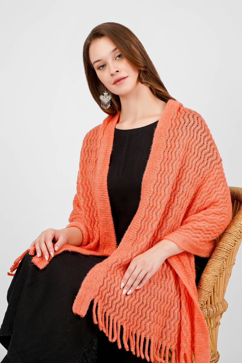 Blushh Collection Wool Self Design Women Shawl