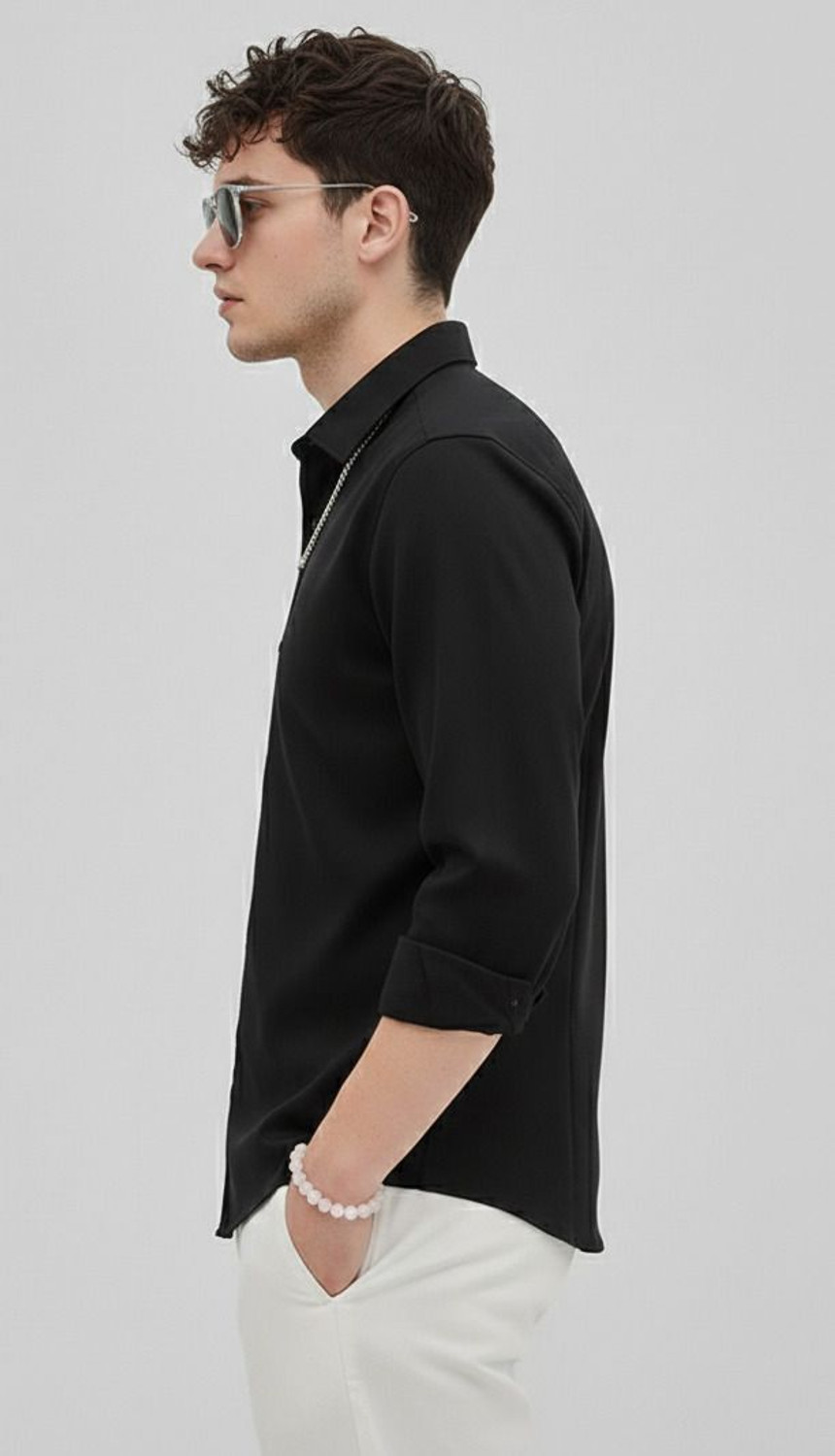 Image of METRONAUT Men Solid Formal Black Shirt
