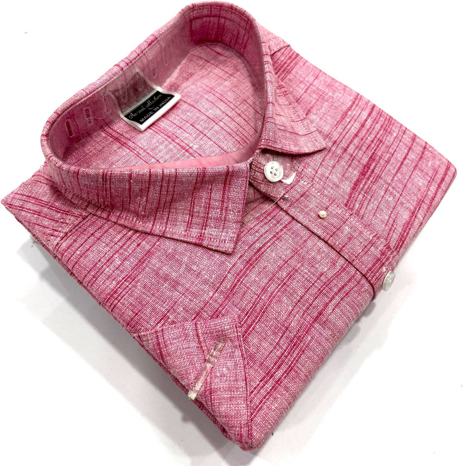 AuzaSho Collection Men Self Design Casual Pink Shirt