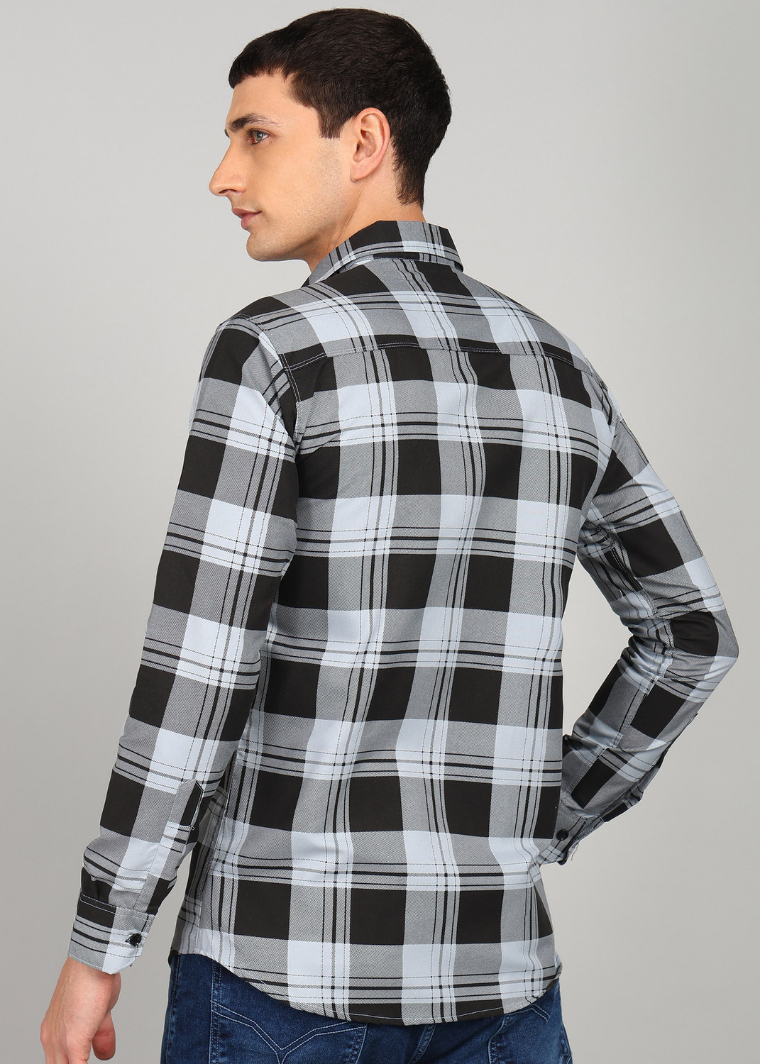 Image of RODEIZ Men Checkered Casual Grey Shirt