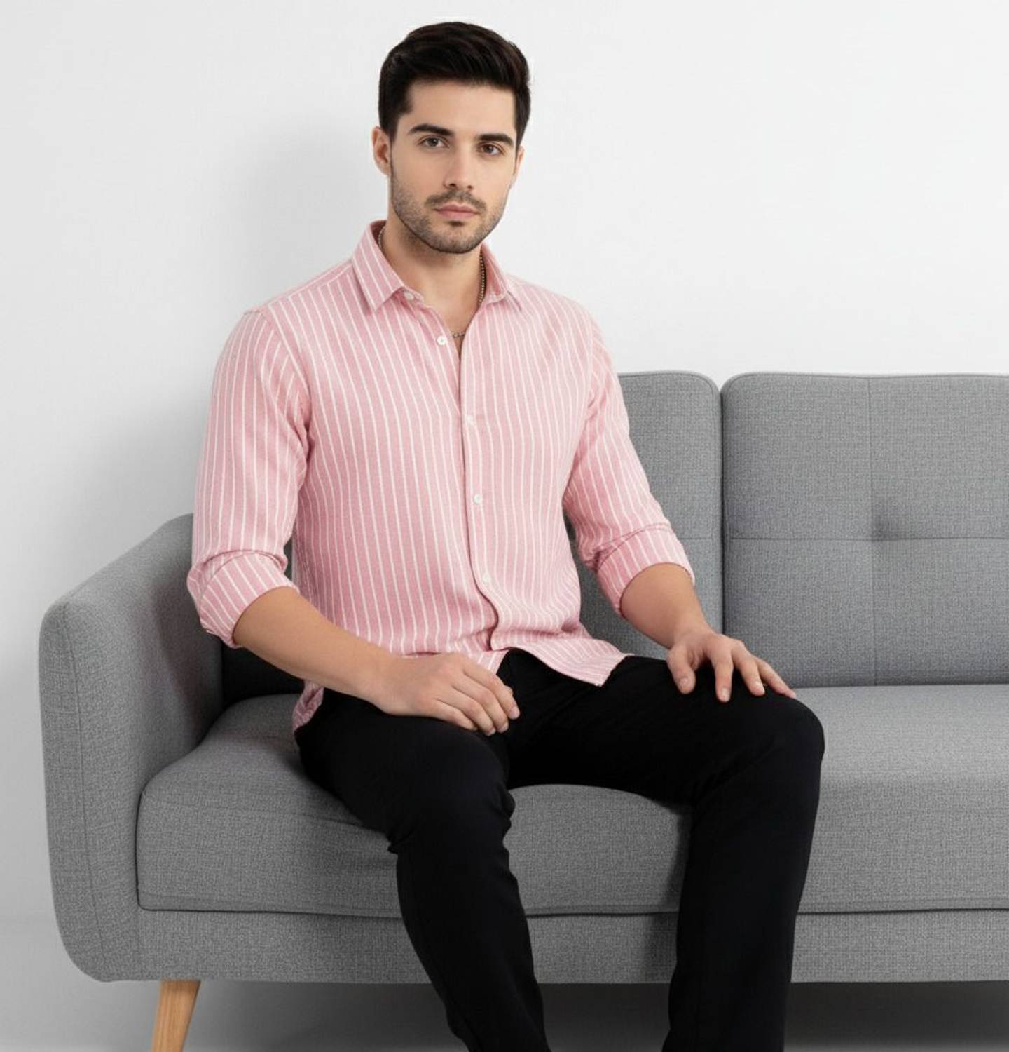 WE KAIKA Men Solid Casual Pink Shirt - Image 4