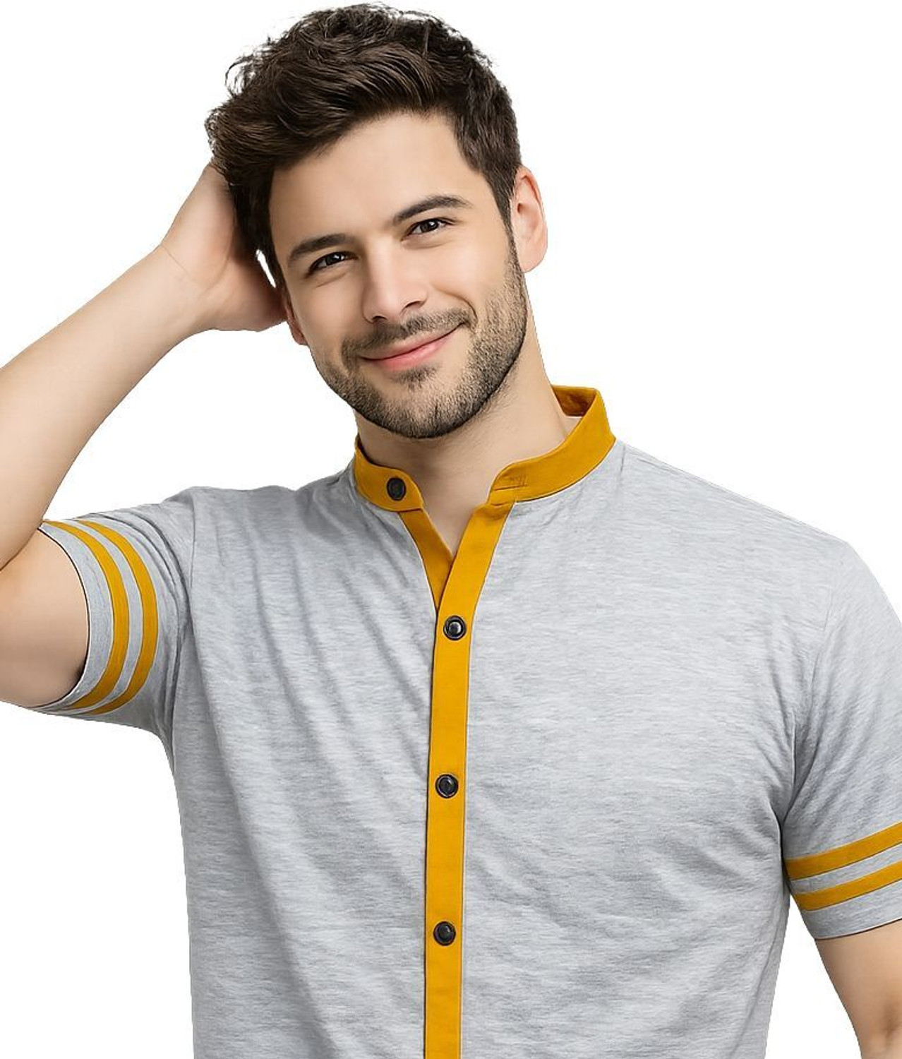 Image of Money Leaf Men Solid Casual Silver Shirt