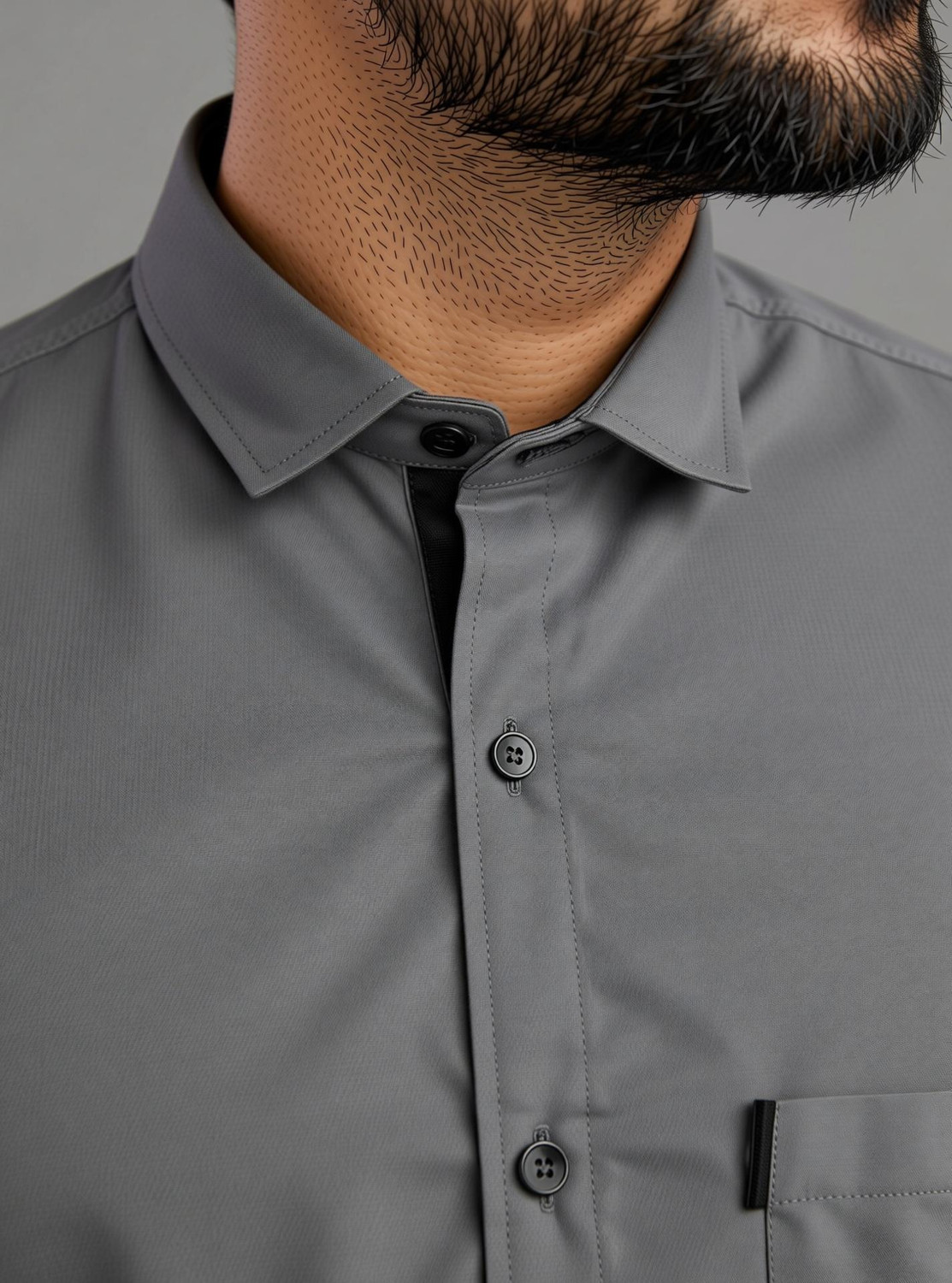 Image of RAHUL LOOK Men Solid Casual Grey Shirt