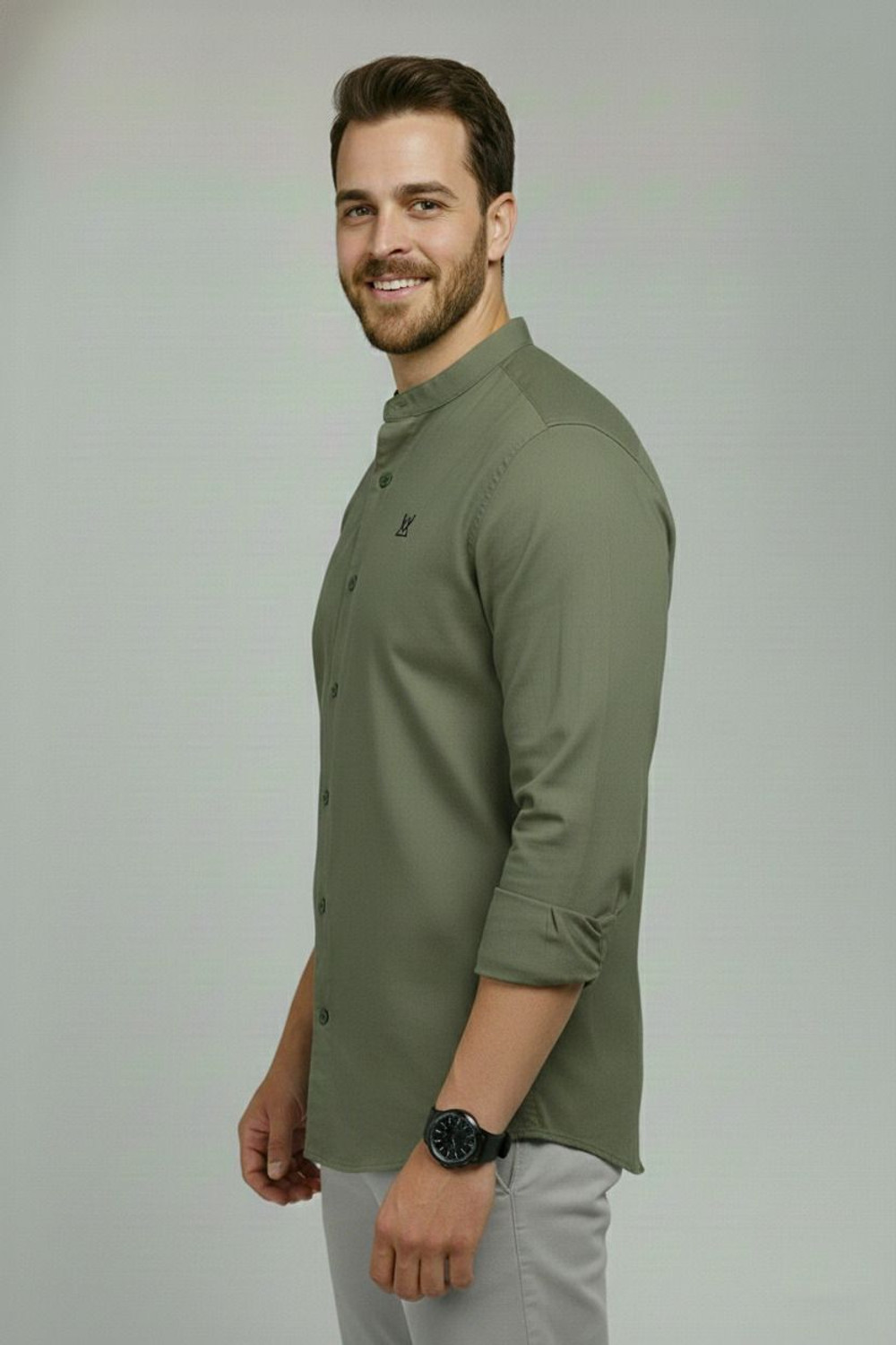 Image of garry richard Men Solid Casual Light Green Shirt