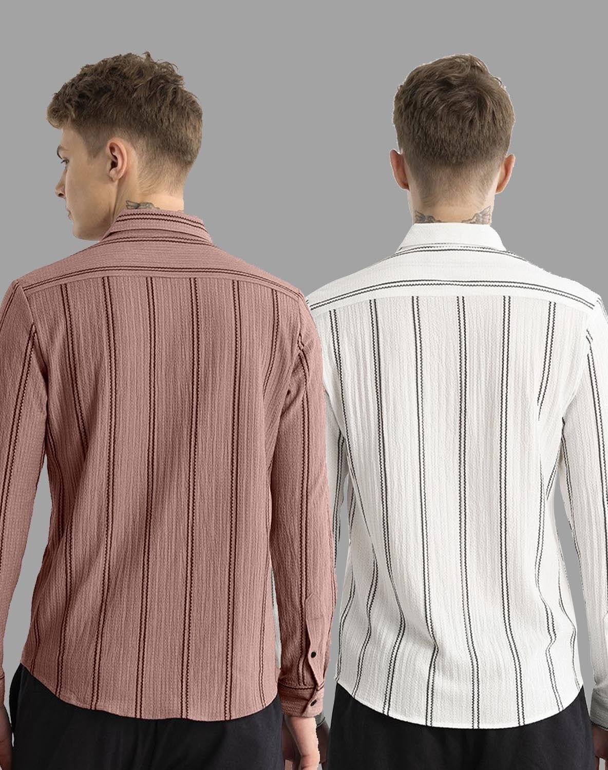 Image of TIGERSNAKE Men Solid Casual Cream, White Shirt