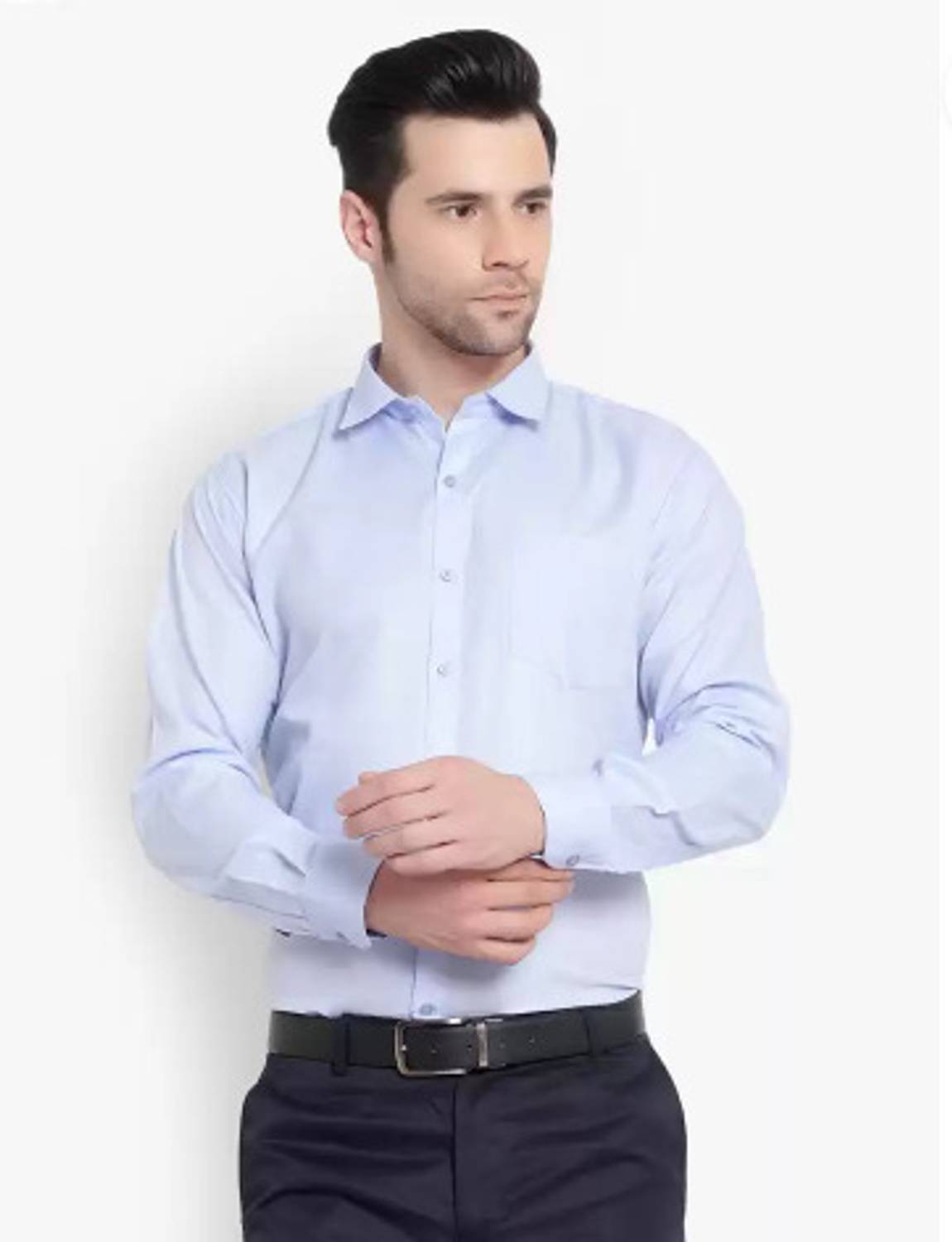 BALESHWAR Men Solid Formal Light Blue Shirt