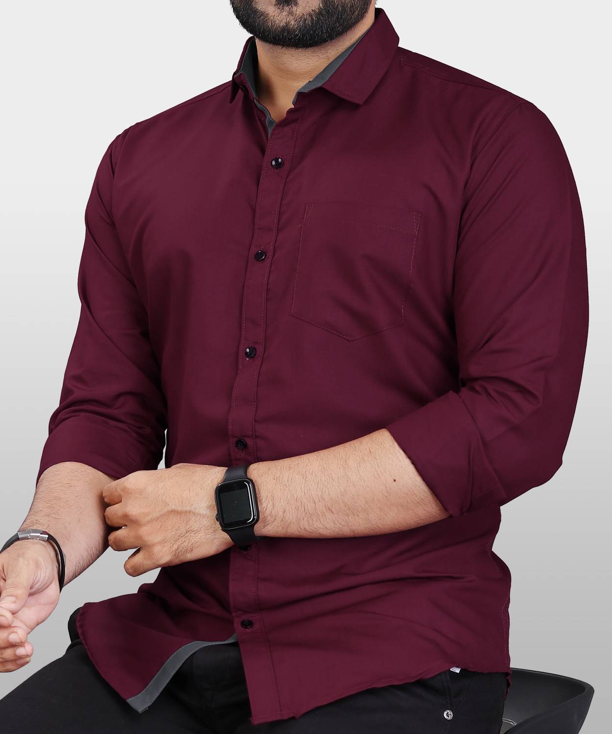METRONAUT Men Regular Fit Solid Spread Collar Casual Shirt