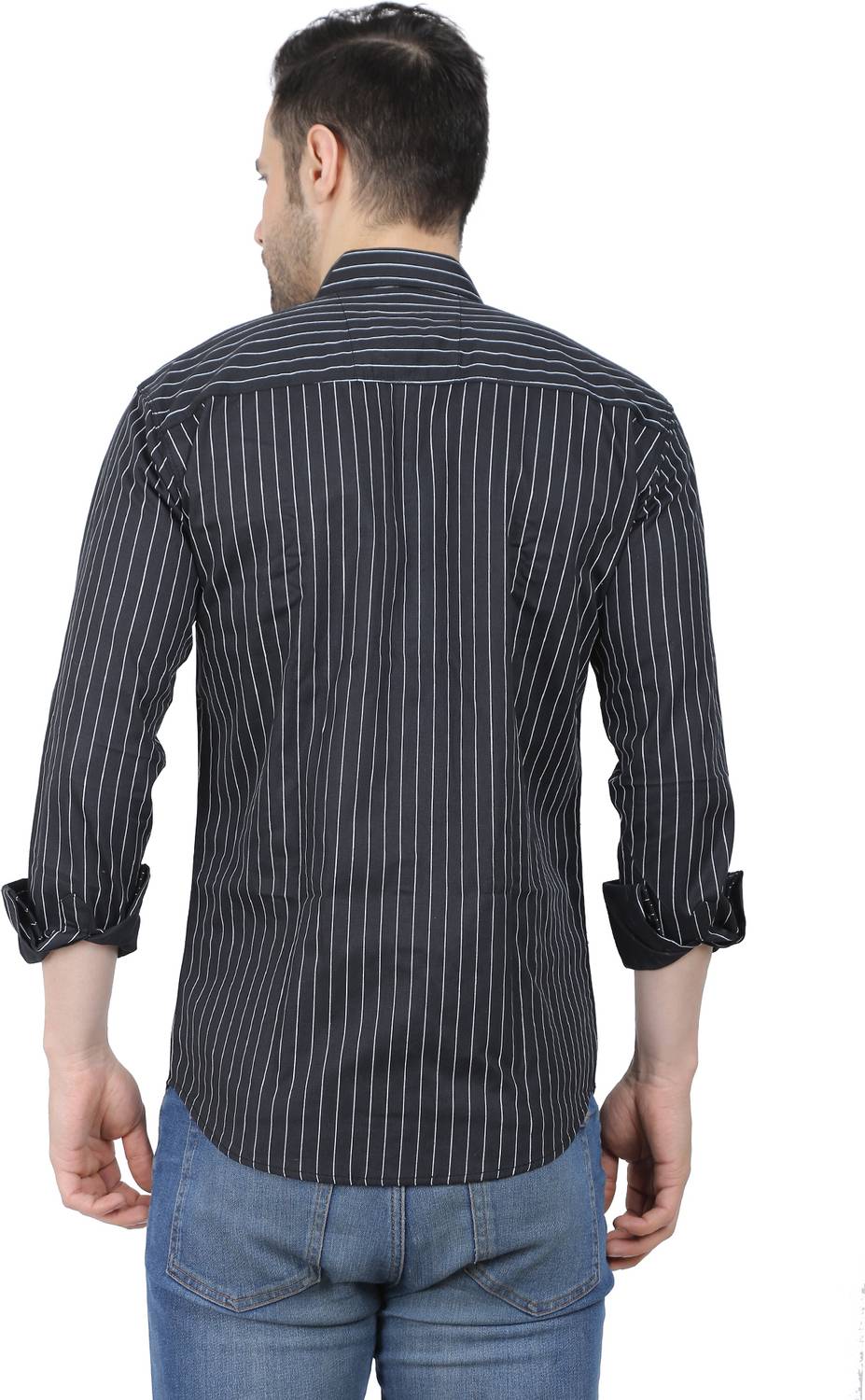 LRK Men Striped Casual Black Shirt - Image 2