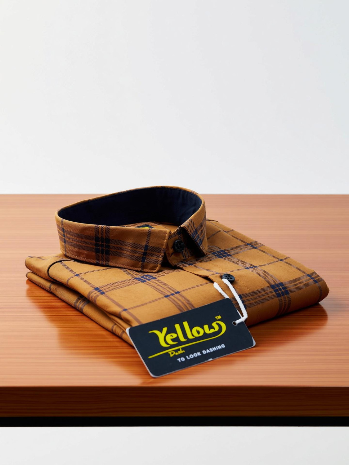 Image of YELLOWDASH Men Checkered Formal Brown Shirt