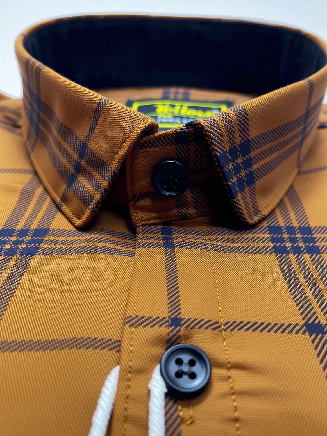 Image of YELLOWDASH Men Checkered Formal Brown Shirt
