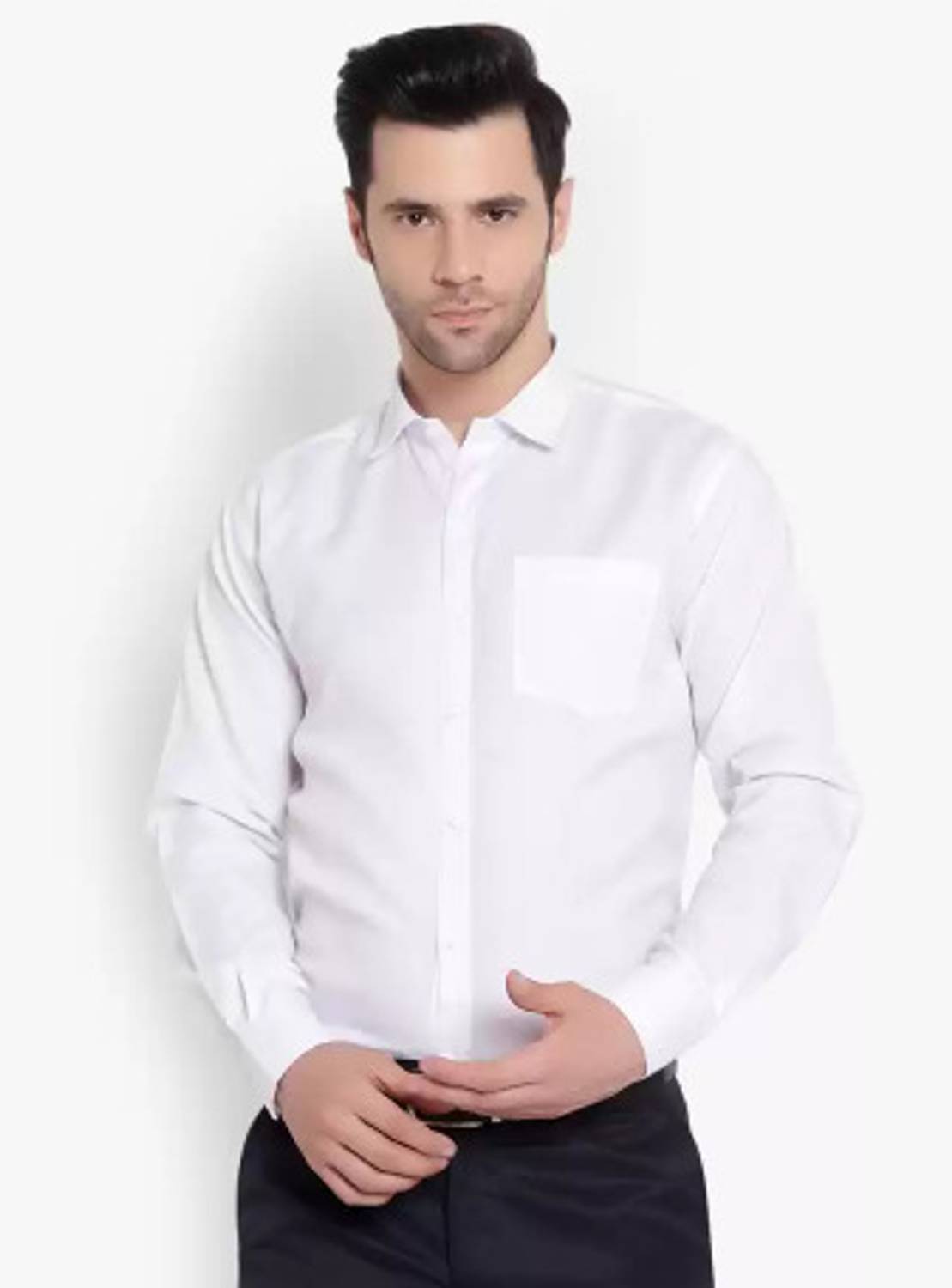 BALESHWAR Men Solid Formal White Shirt