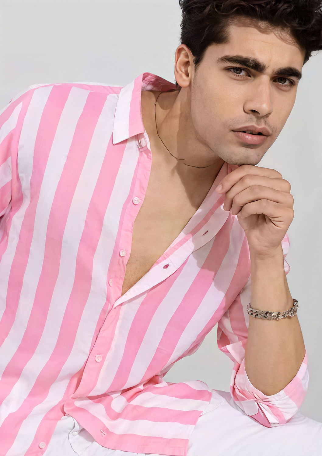 Image of Tekwani Men Striped Casual Green Shirt