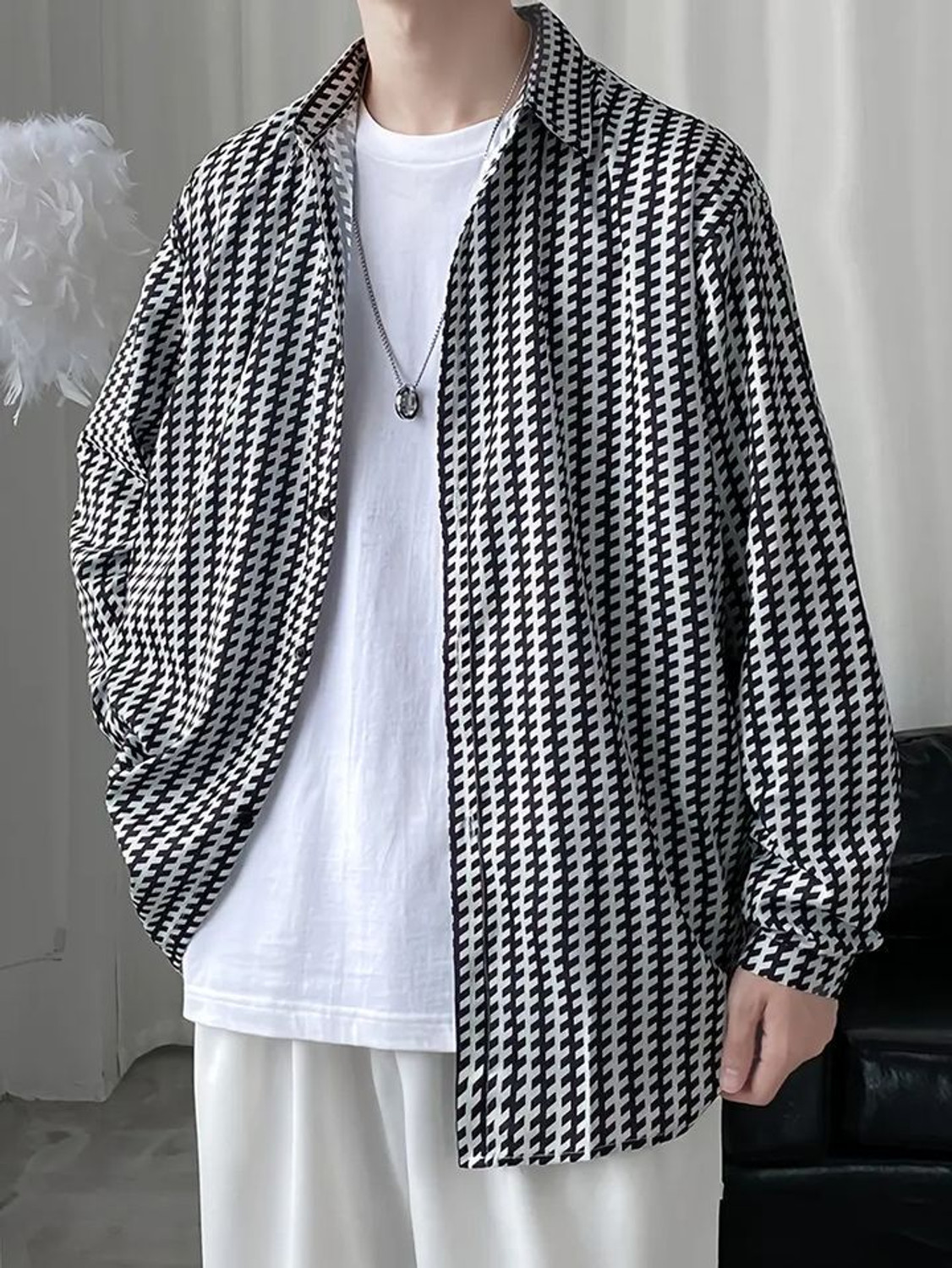 Image of Try This Men Color Block Casual Black Shirt