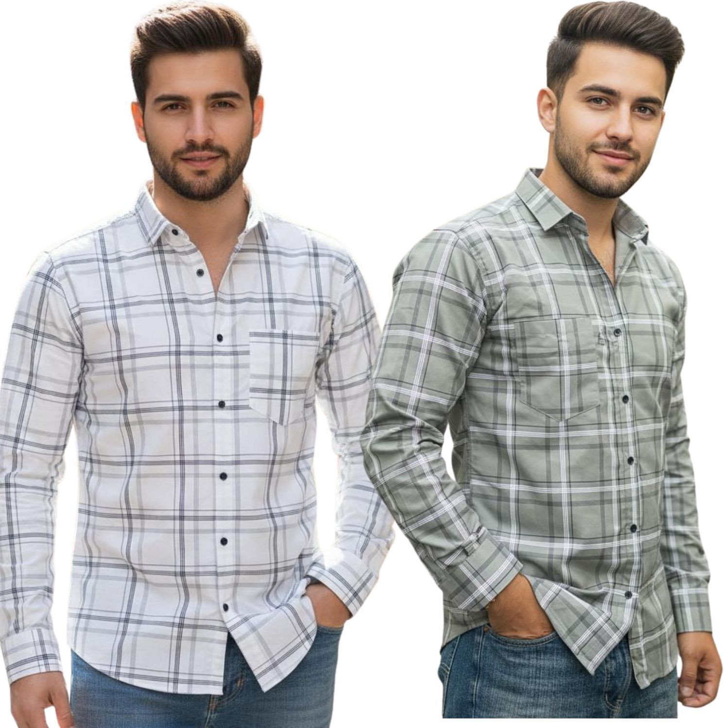 Image of MSSTRU Men Checkered Casual Multicolor Shirt