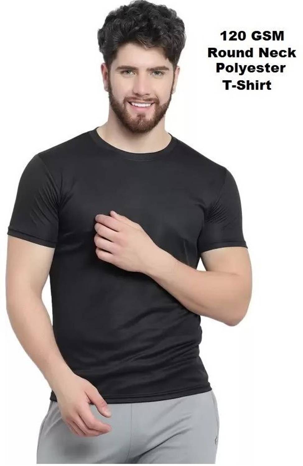 FND Men's Round Neck Solid Black, White T-Shirt - Image 4