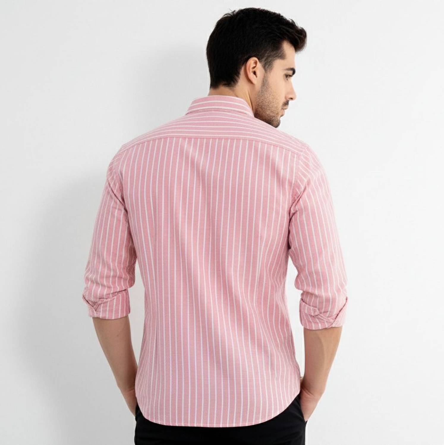 WE KAIKA Men Solid Casual Pink Shirt - Image 2