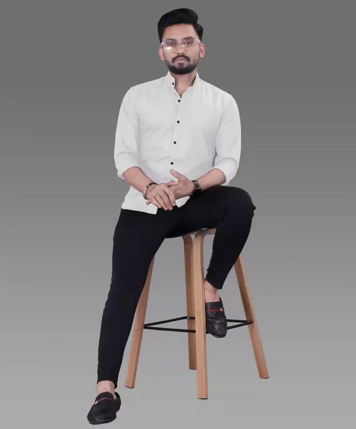 Tanip Men Solid Casual White Shirt