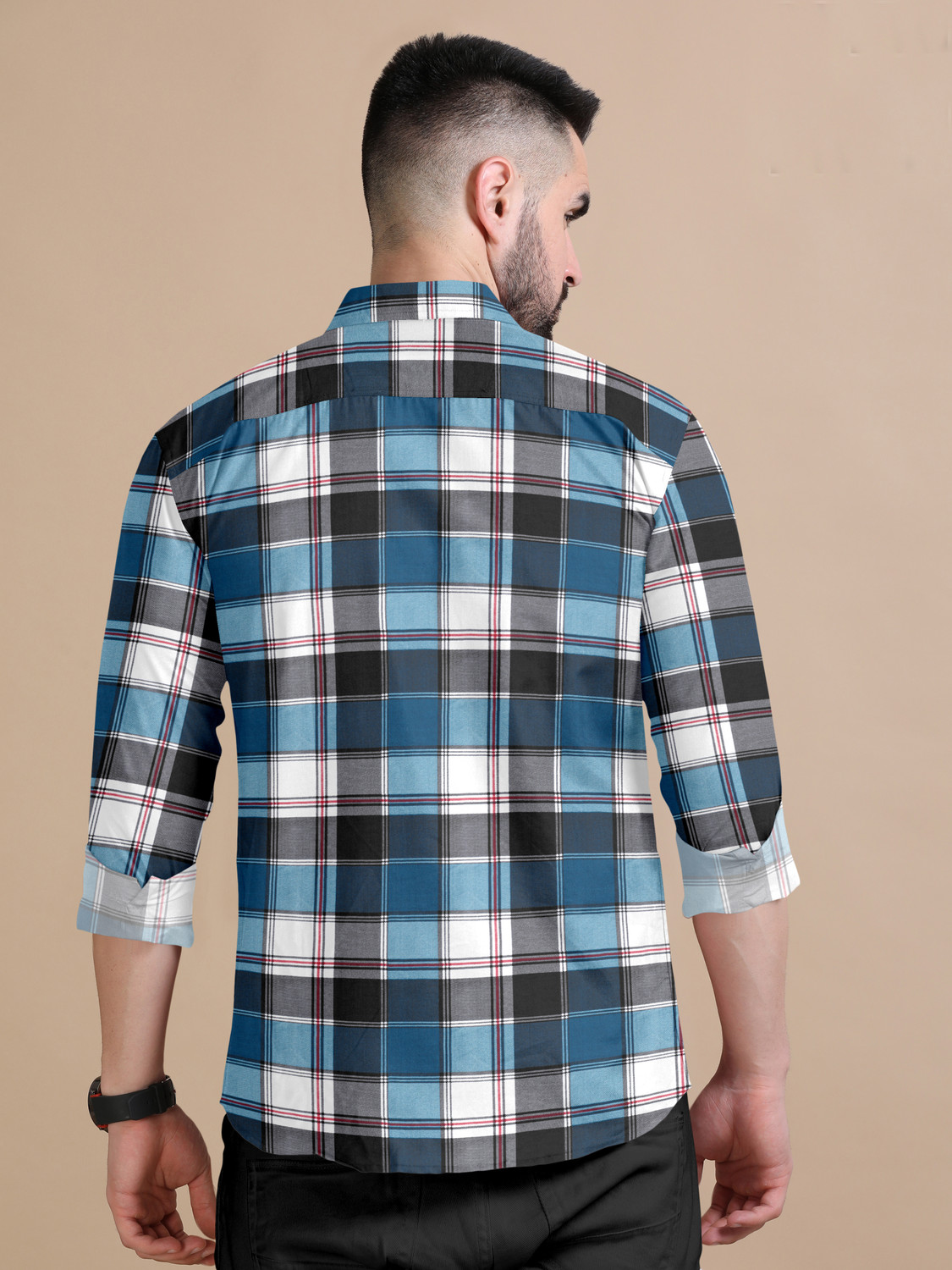 Image of SHIV FASHION Men Striped Casual Light Blue, White Shirt