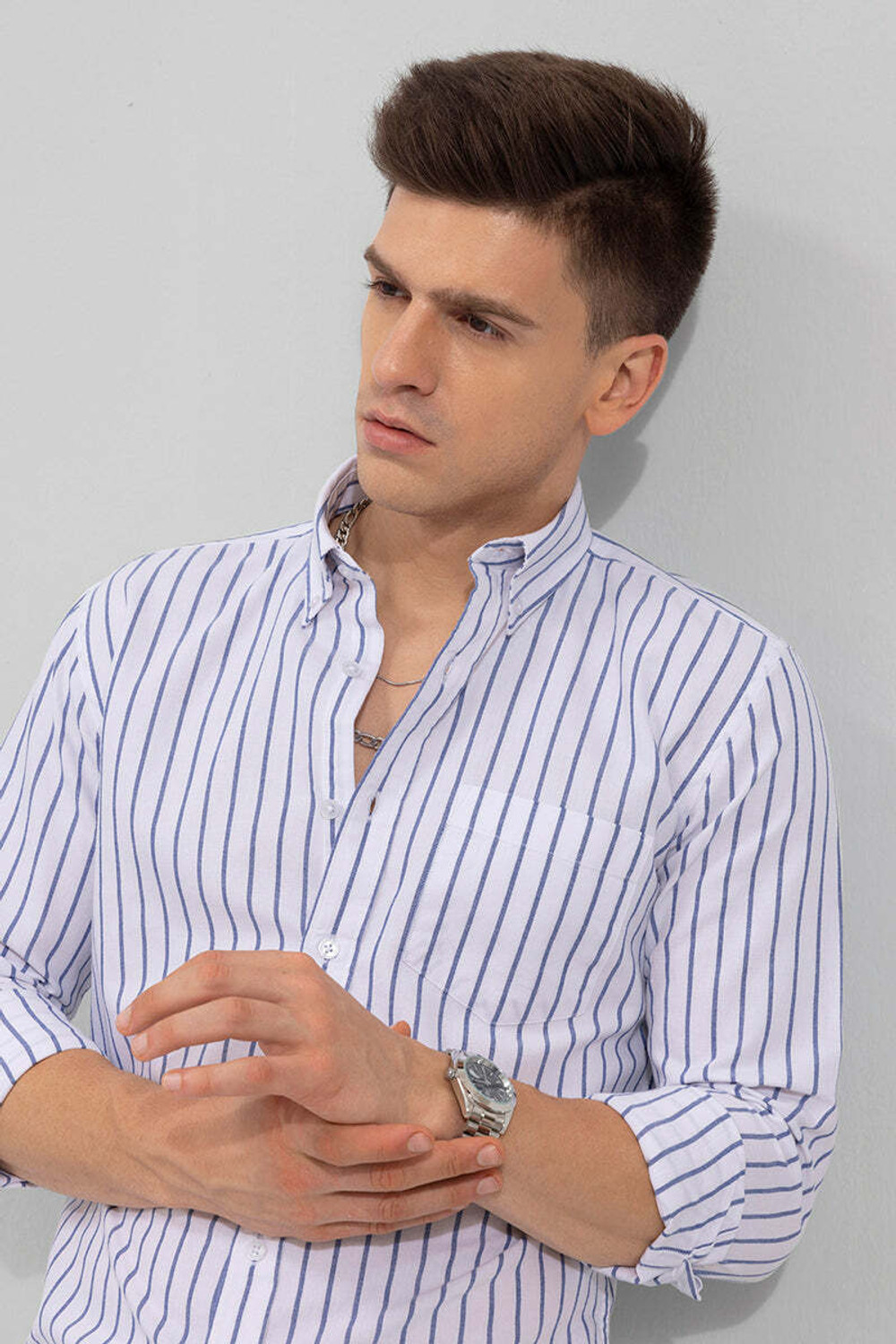 Image of U TURN Men Striped Casual Multicolor Shirt