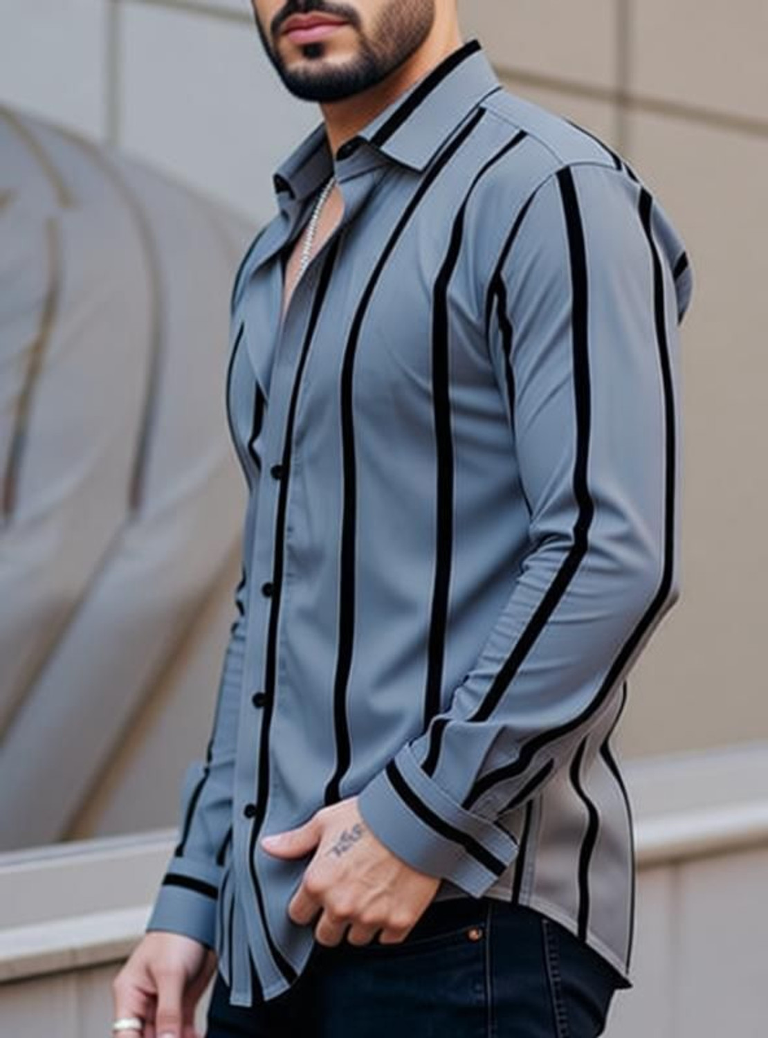 Image of COMBRAIDED Men Striped Casual Multicolor Shirt