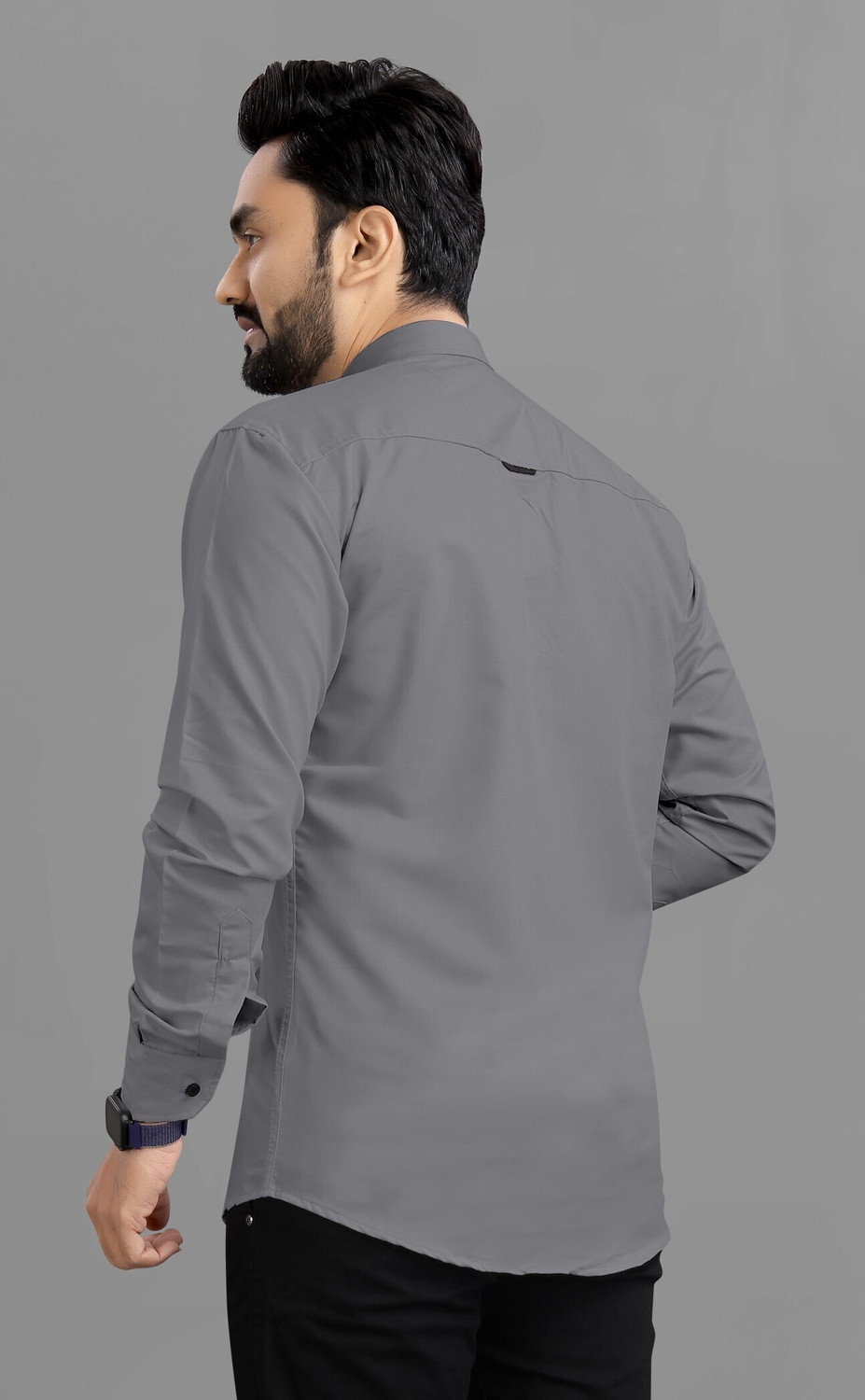 Image of RAHUL LOOK Men Solid Casual Grey Shirt