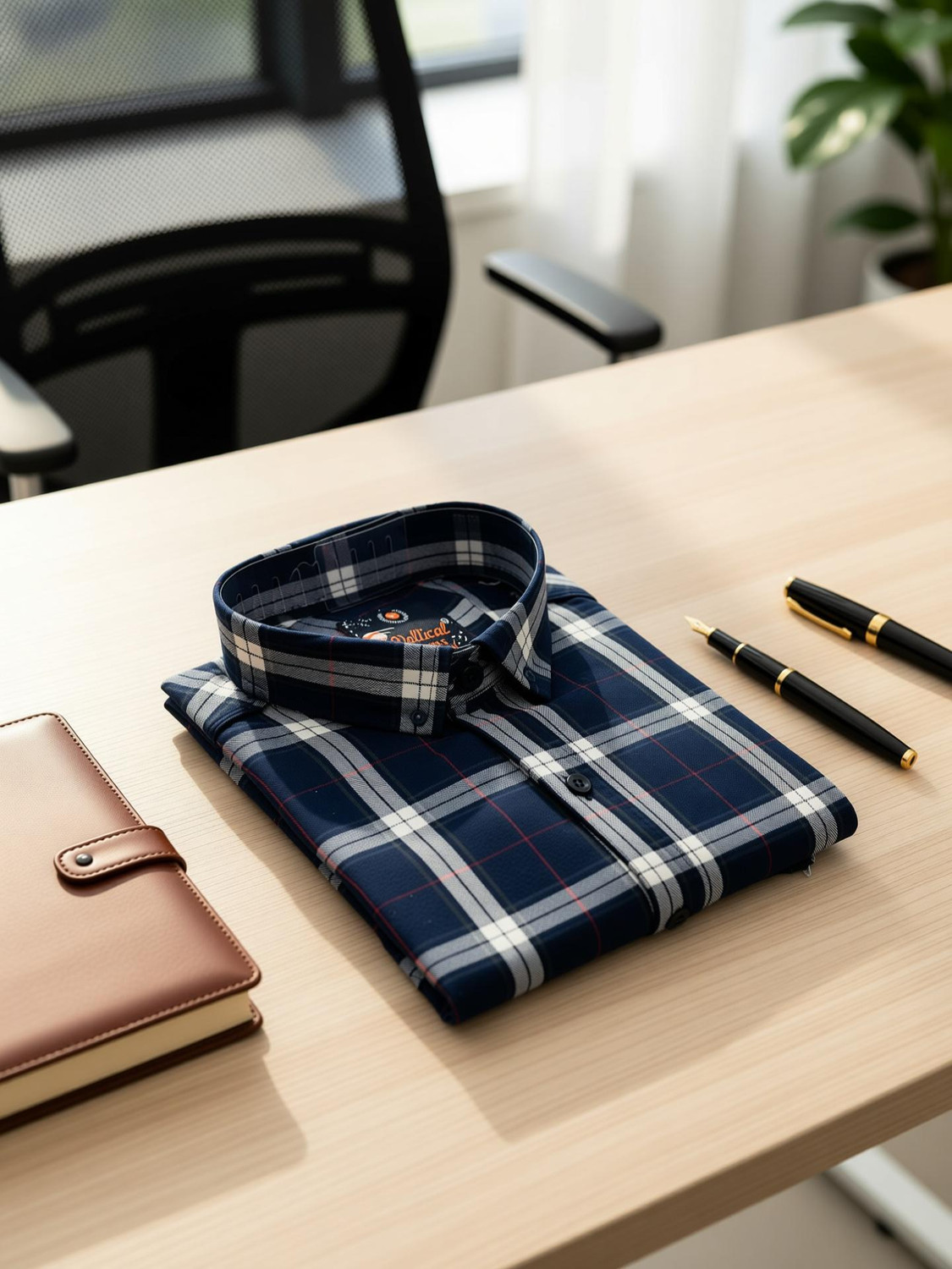 Image of VELLICAL Men Checkered Casual Blue Shirt