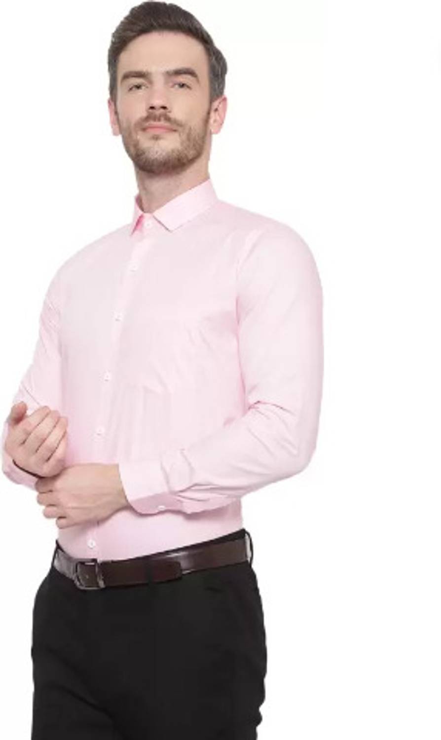BALESHWAR Men Solid Formal Pink Shirt