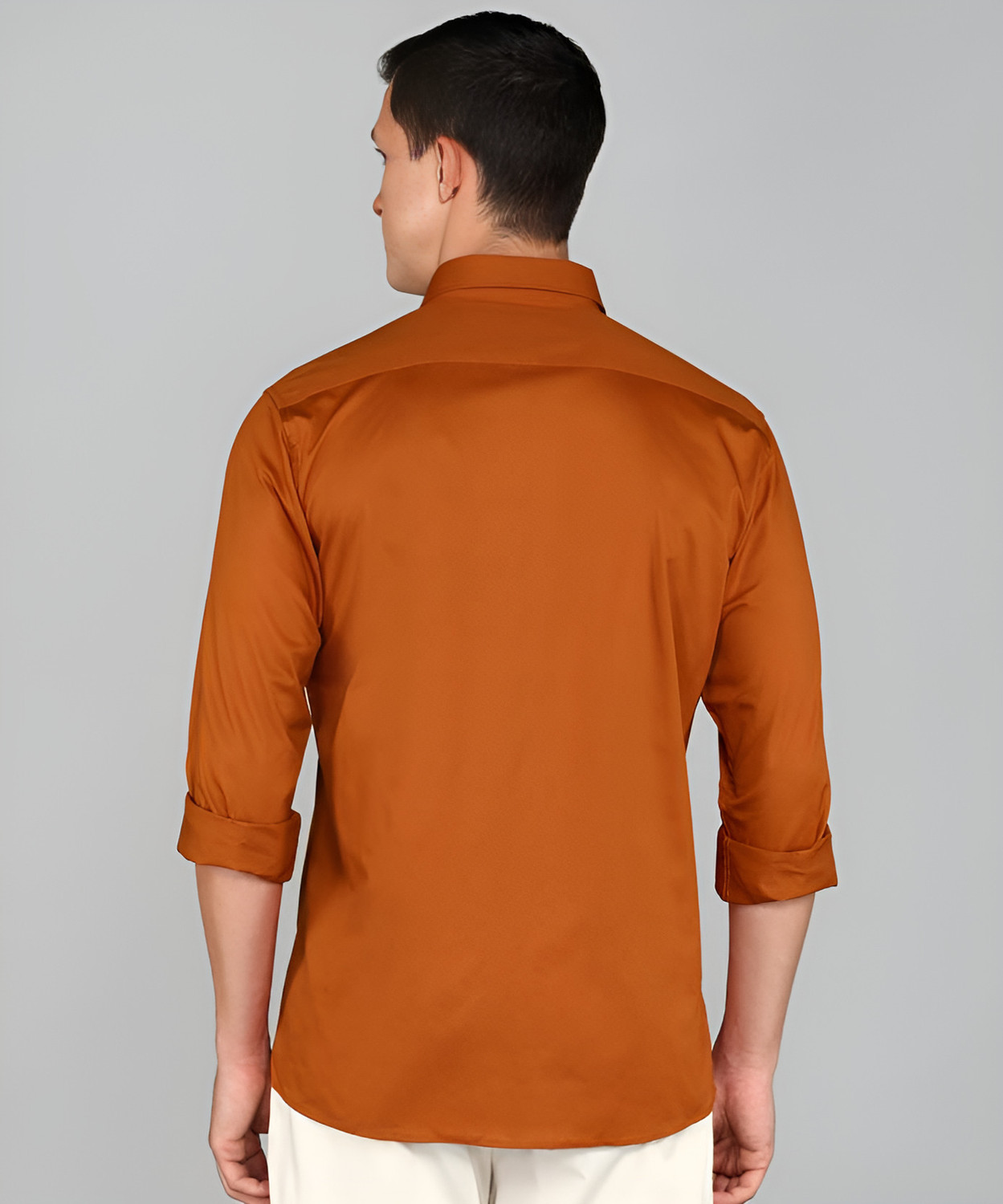 Image of Boninos Men Solid Casual Orange Shirt