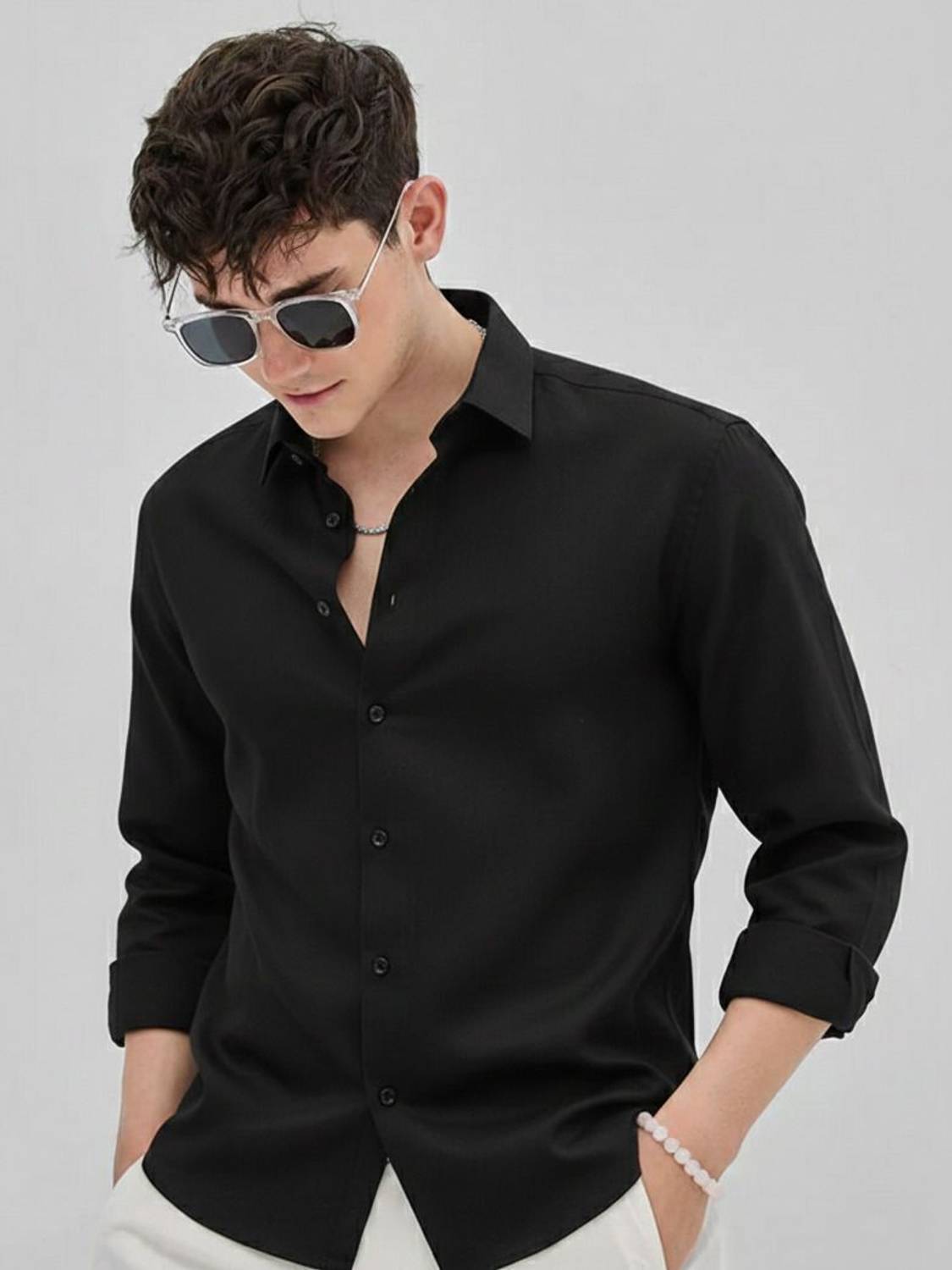 Lycka Men Black Formal Shirt - Image 1