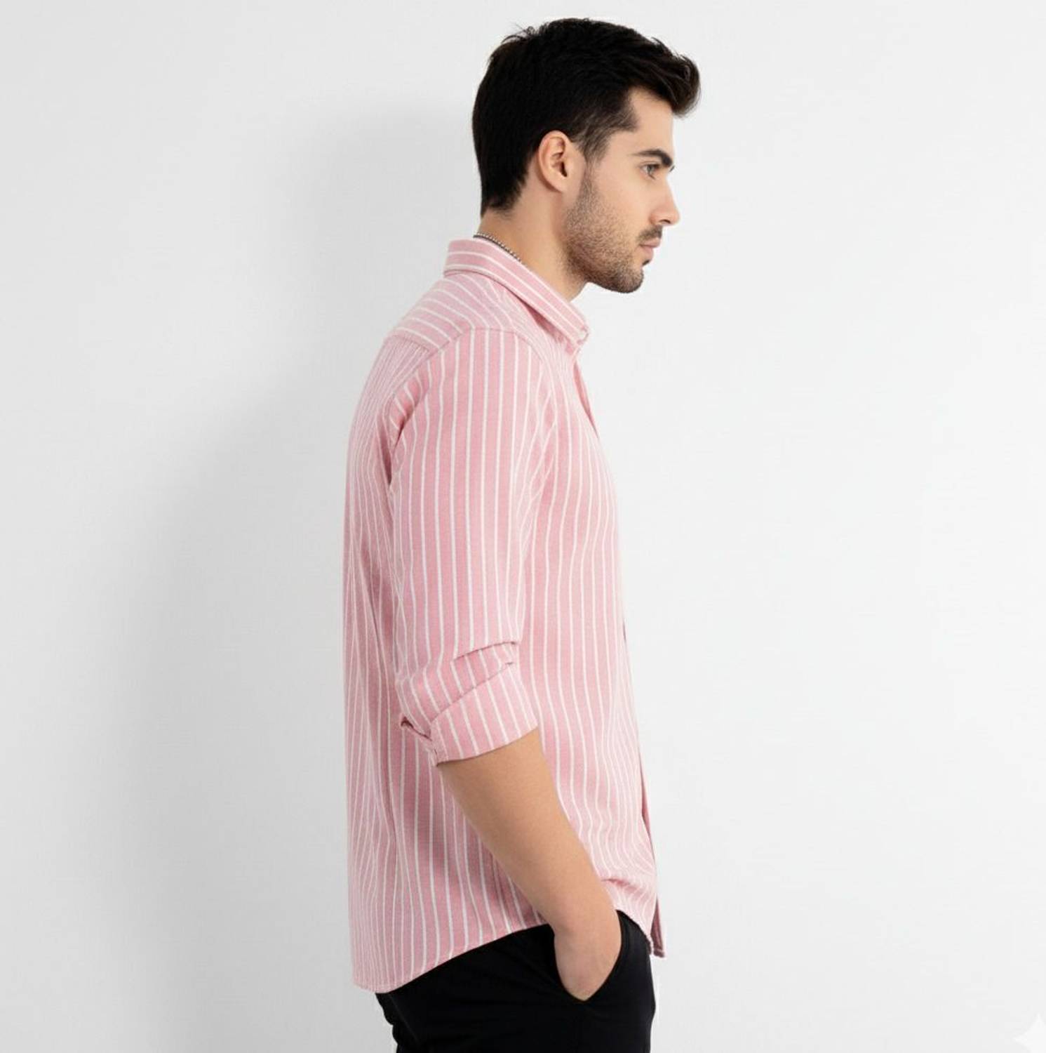 WE KAIKA Men Solid Casual Pink Shirt - Image 3