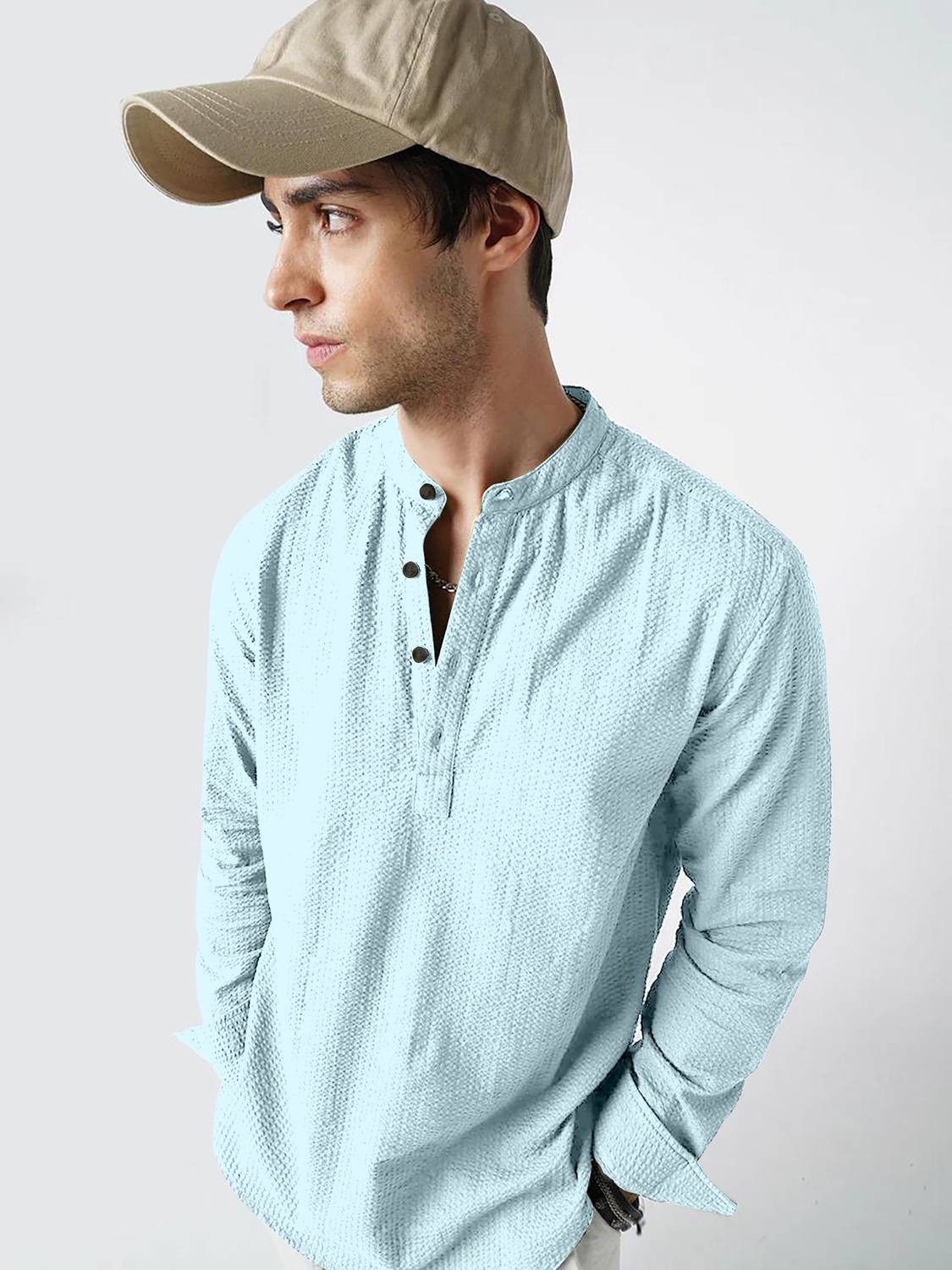 COMBRAIDED Men Light Blue Casual Shirt - Image 4