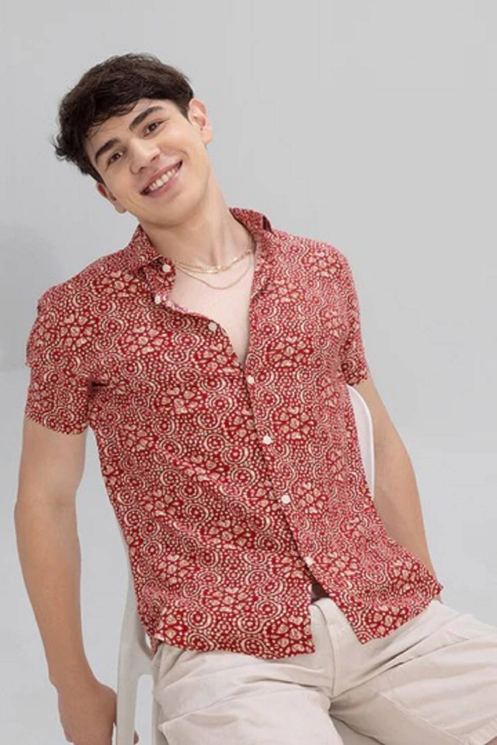 SHIVINA Men Red Printed Casual Shirt - Image 3